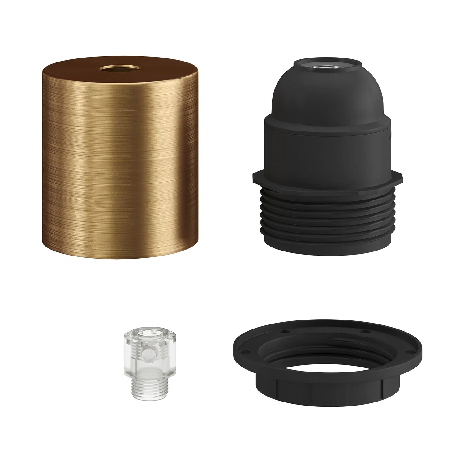 E26 semi-threaded metal socket kit with concealed cable clamp - Brushed Bronze - Image 2