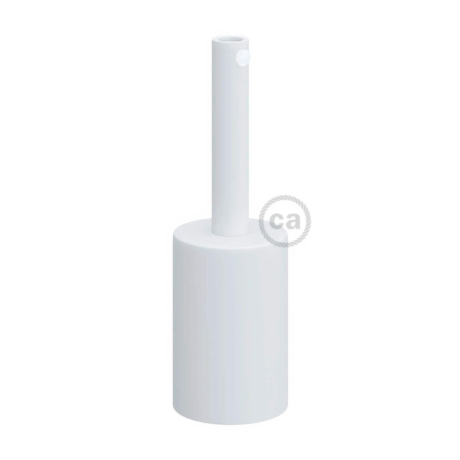 Cylindrical E27 metal lamp holder kit with 7 cm cable clamp - Matt white - Image 3