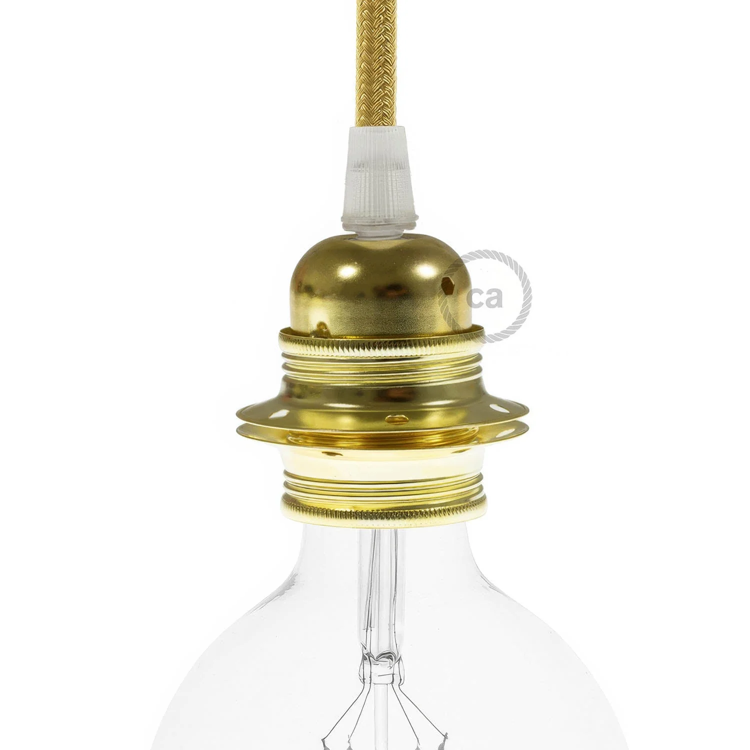 E27 metal lamp holder kit with double ring for lampshade - Brass