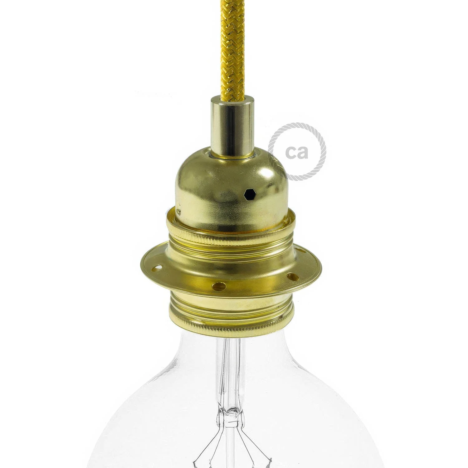E27 metal lamp holder kit with double ring for lampshade - Brass - Image 4