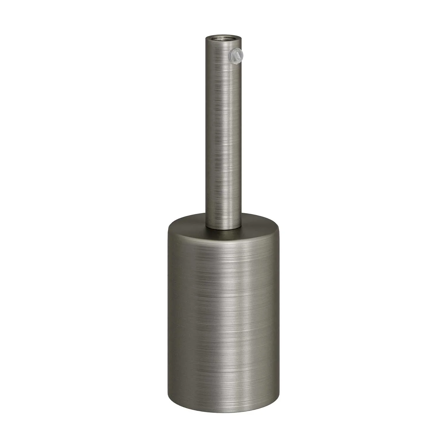 E27 cylindrical metal lamp holder kit with 7 cm cable clamp - Satin titanium - Image 3