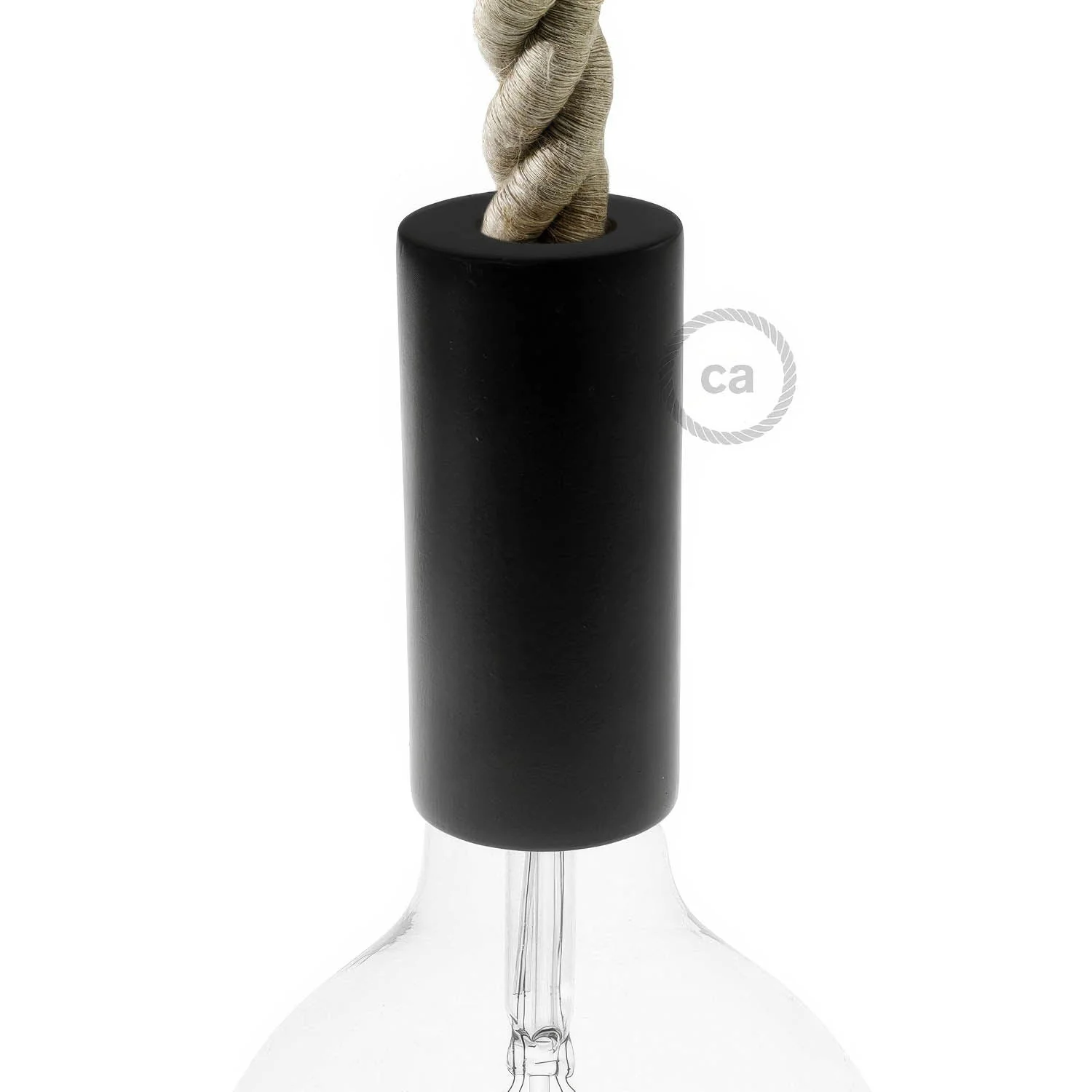 E27 wooden lamp holder kit for 2XL cord - Black