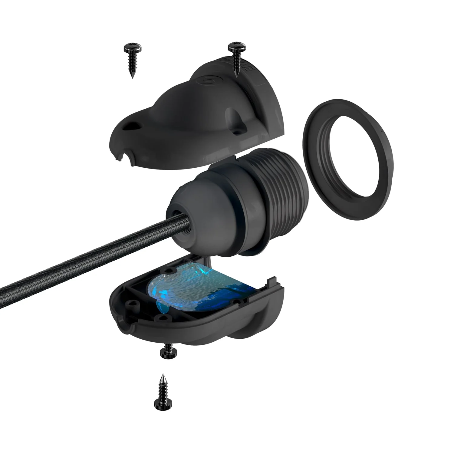 EIVA ELEGANT IP65 Outdoor Lamp holder Kit in Silicone for Lampshade E27 - Modulair System - Black - Image 7