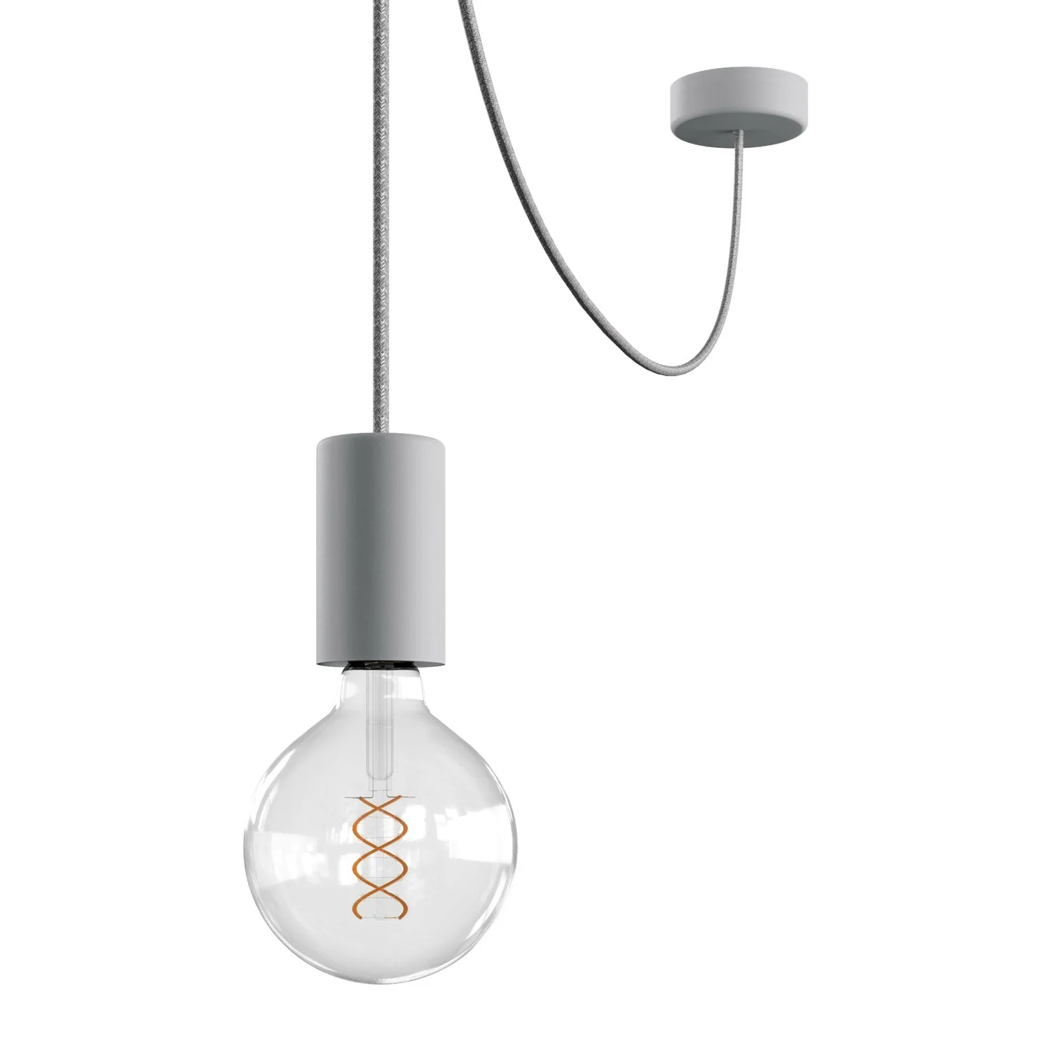 EIVA ELEGANT outdoor pendant lamp with textile cable, decentralizer, canopy and socket for wet locations - Glacier grey