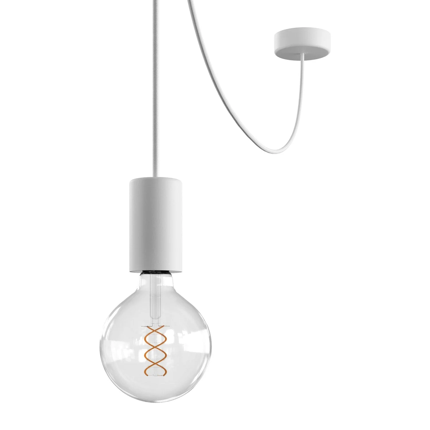 EIVA ELEGANT outdoor pendant lamp with textile cable, decentralizer, canopy and socket for wet locations - White
