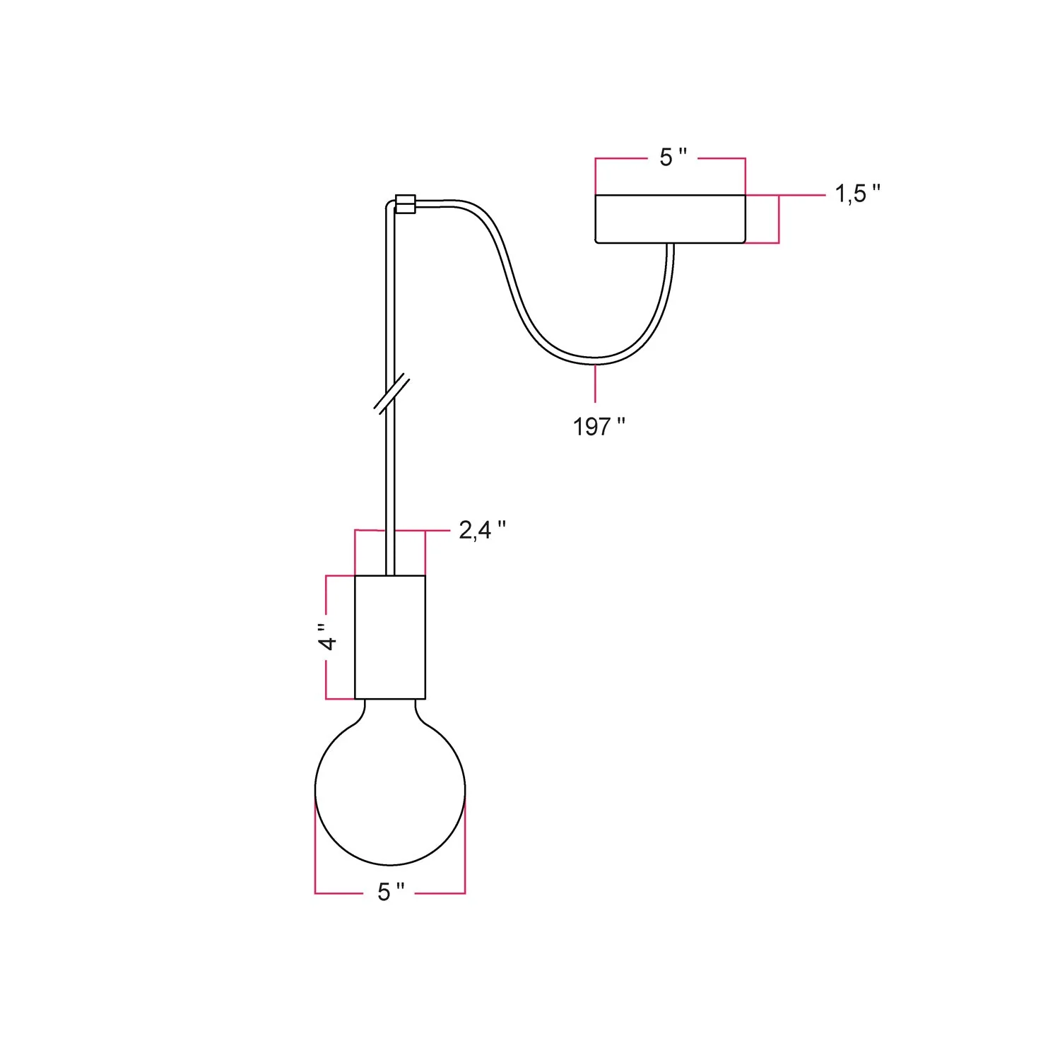 EIVA ELEGANT outdoor pendant lamp with textile cable, decentralizer, canopy and socket for wet locations - White - Image 4