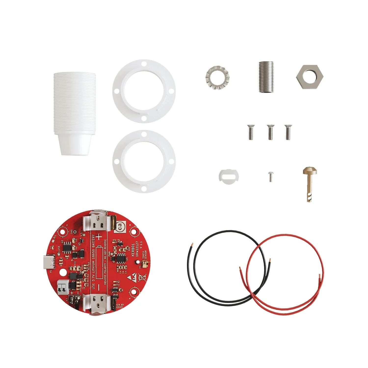 Electronic kit for 5V USB-C battery-powered lamps with threaded E14 socket - White