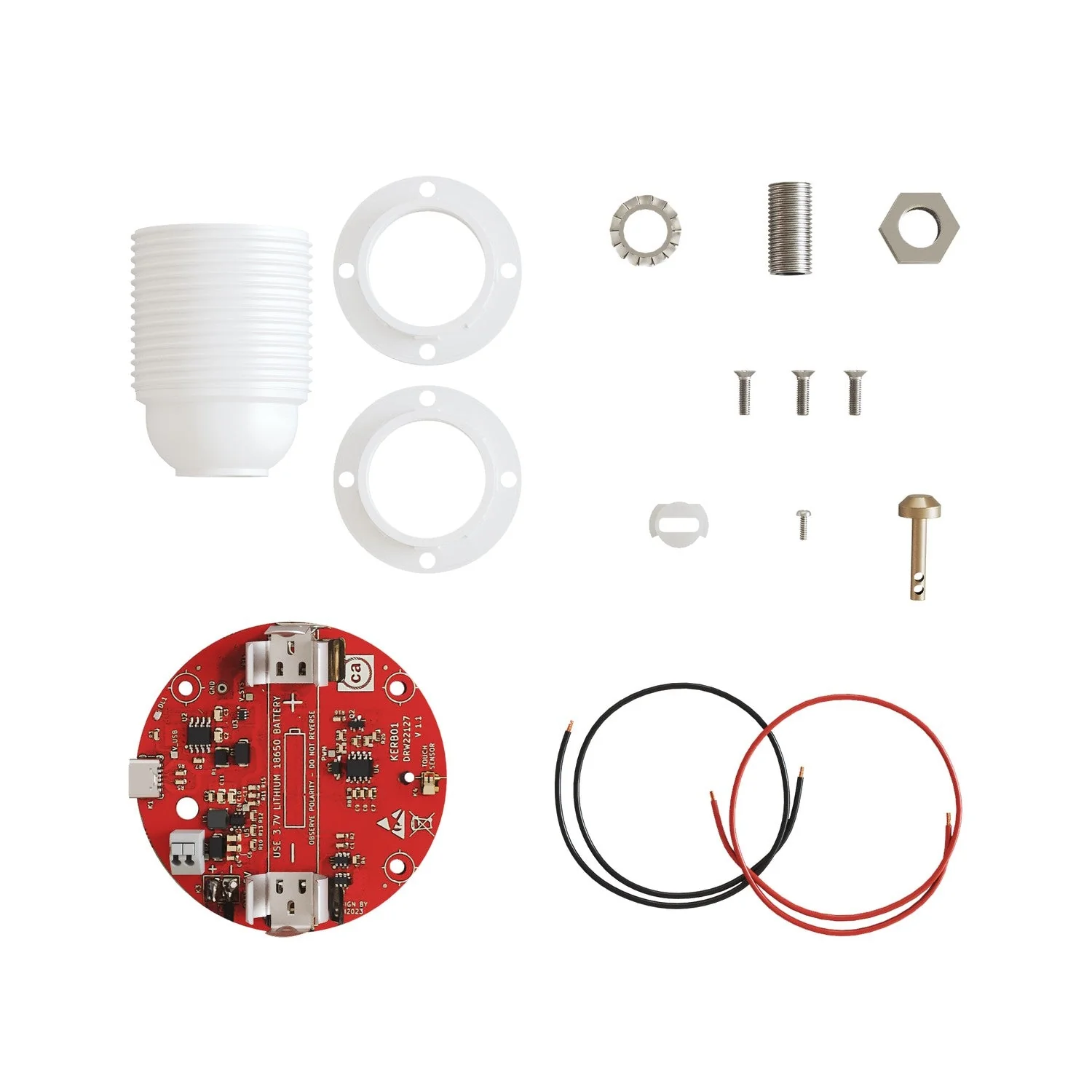 Electronic kit for 5V USB-C battery-powered lamps with threaded E27 Socket - White