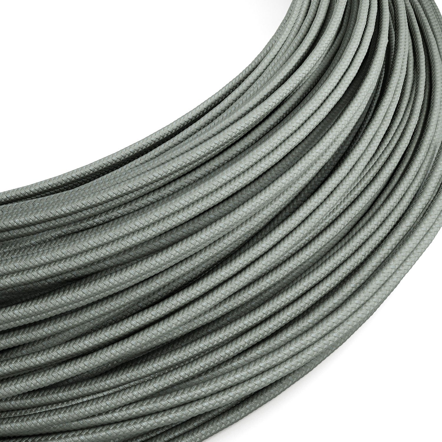 Extra-low-voltage power cable coated in silk-effect Grey RM03 fabric