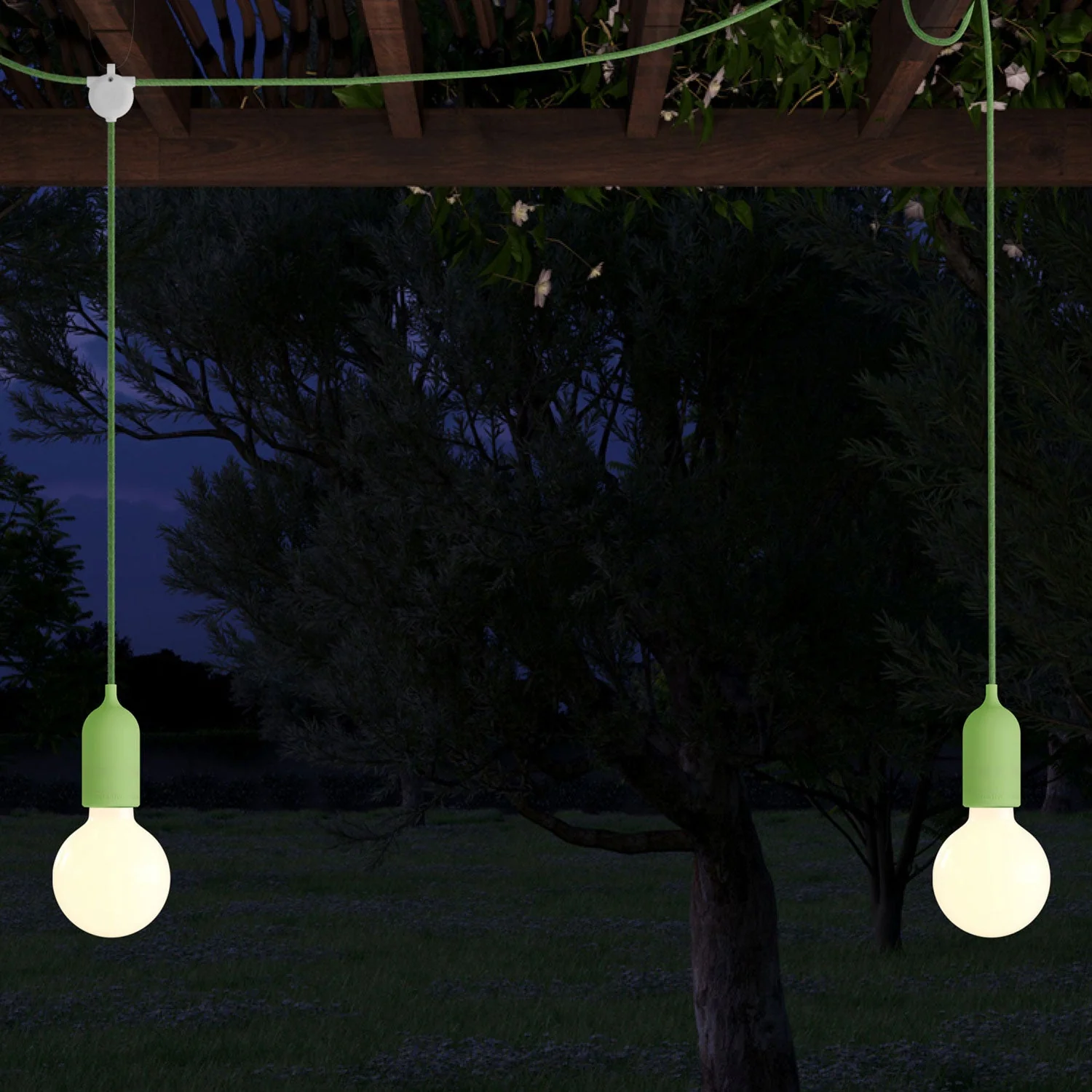 F-Snake Modulair Outdoor Lamp IP65 portable with 2 lights and UK Plug - Meadow Green - Image 3