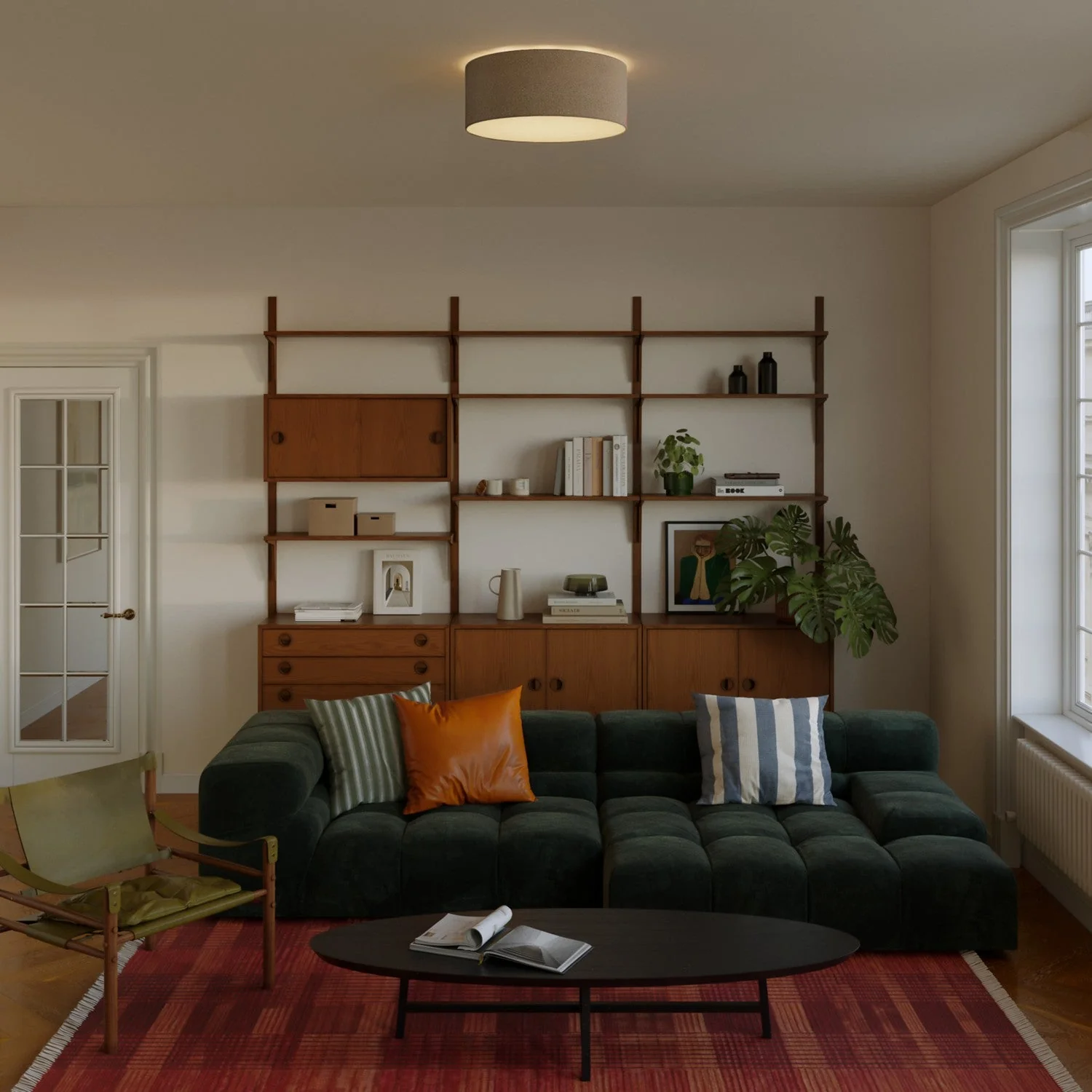Medium Slim fabric ceiling light - Made in Italy - Brown Wool - Image 2