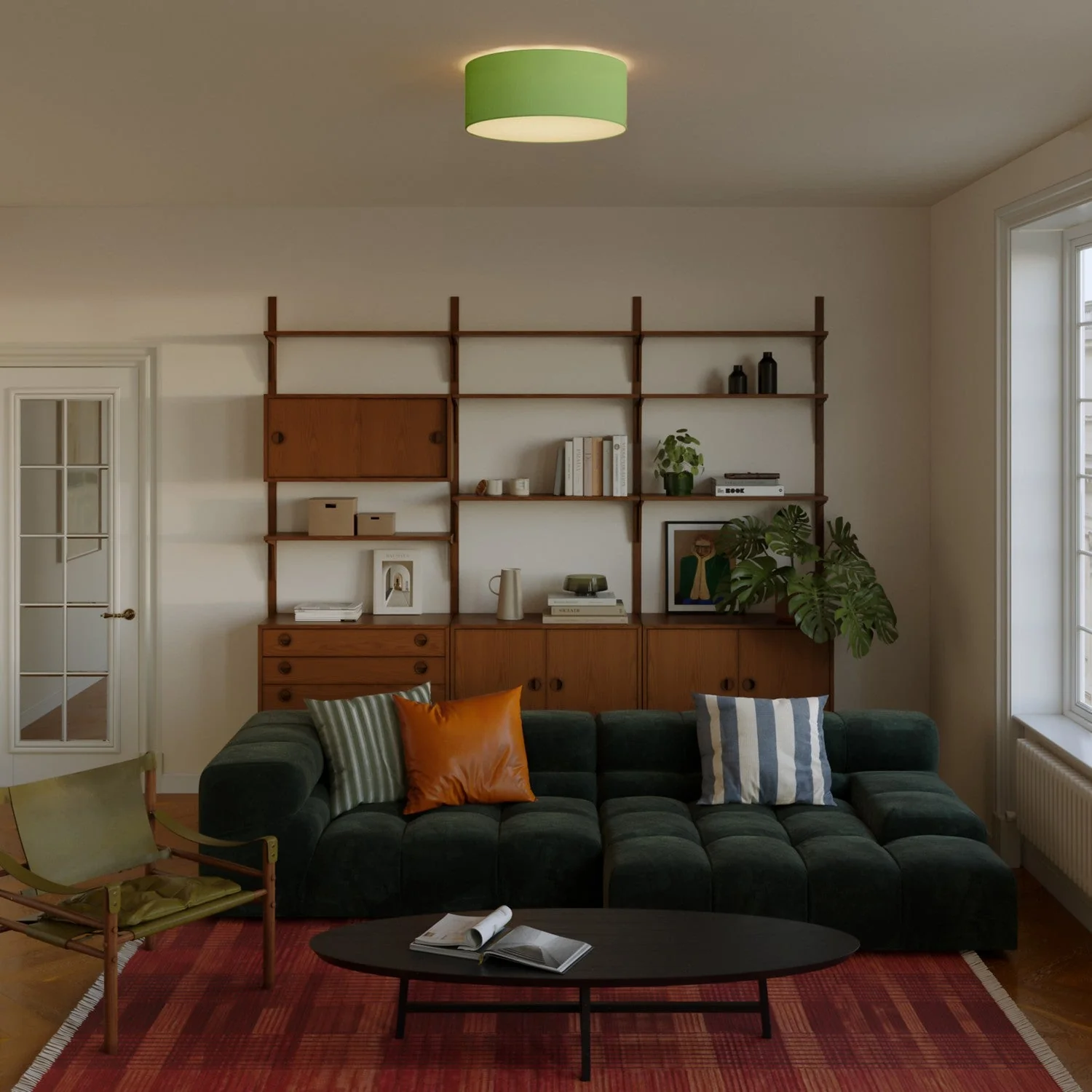 Medium Slim fabric ceiling light - Made in Italy - Cinette Pistachio Green - Image 2
