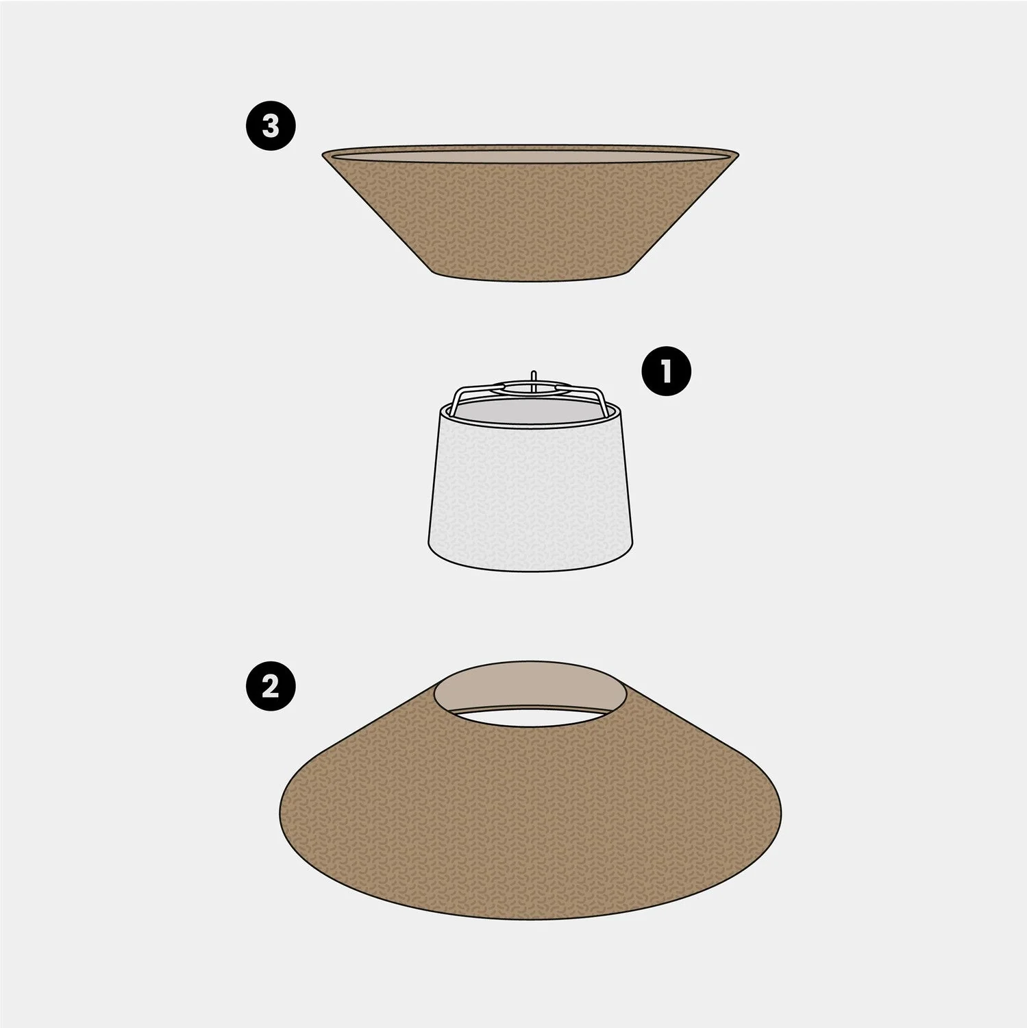 Clessidra fabric lampshade for pendant lamp - Brown Wool - Image 7