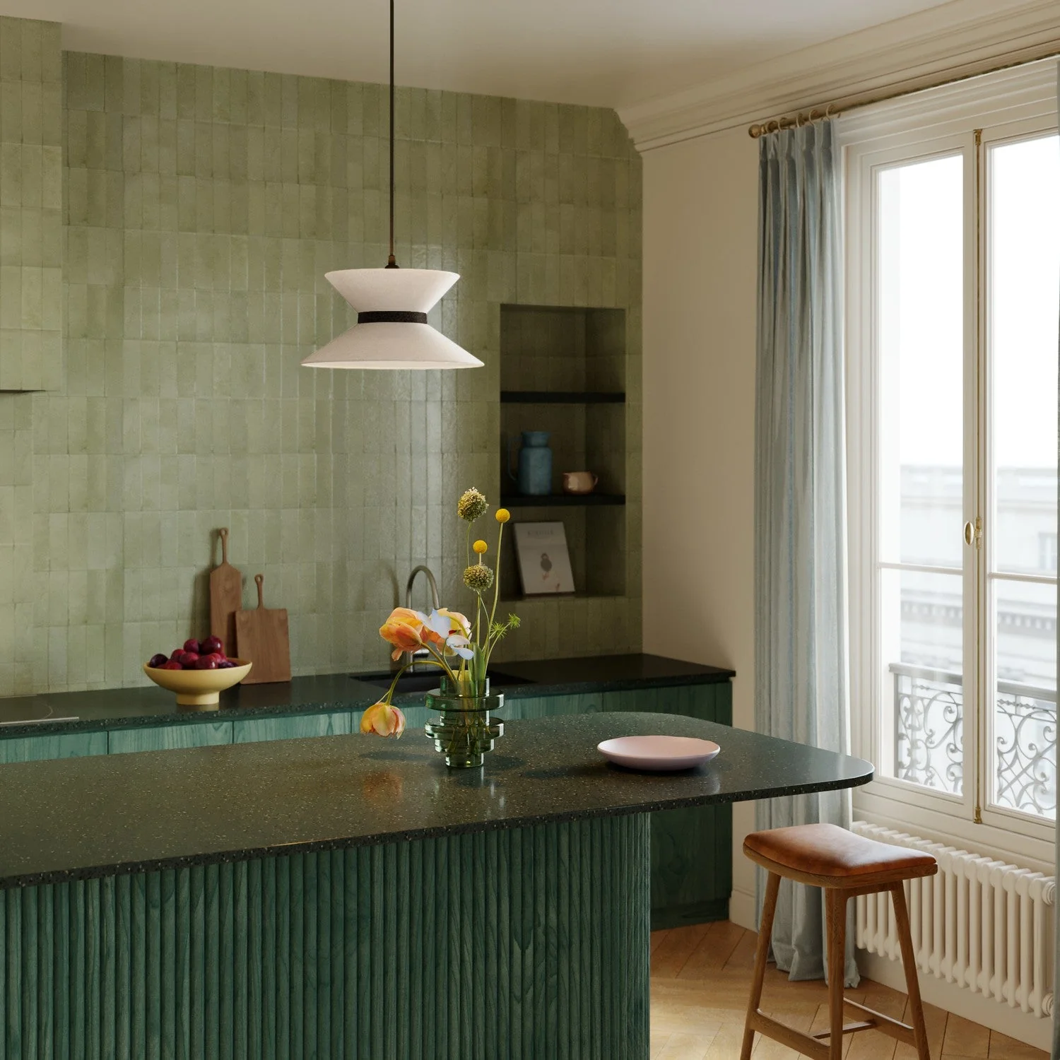 Clessidra fabric lampshade for pendant lamp - Sand Wool - Image 11