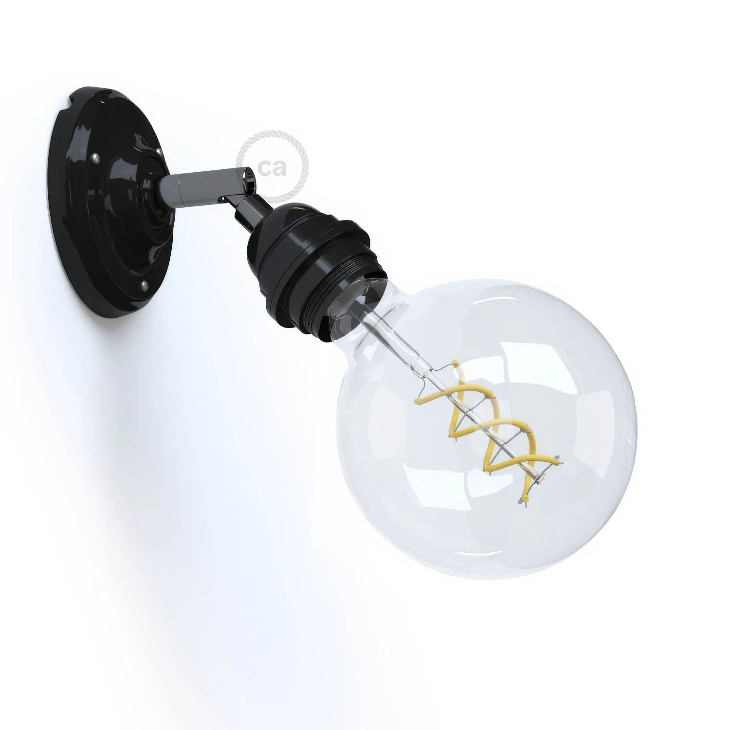 Fermaluce 90° Classic with E26 threaded socket, the adjustable porcelain light source - Black