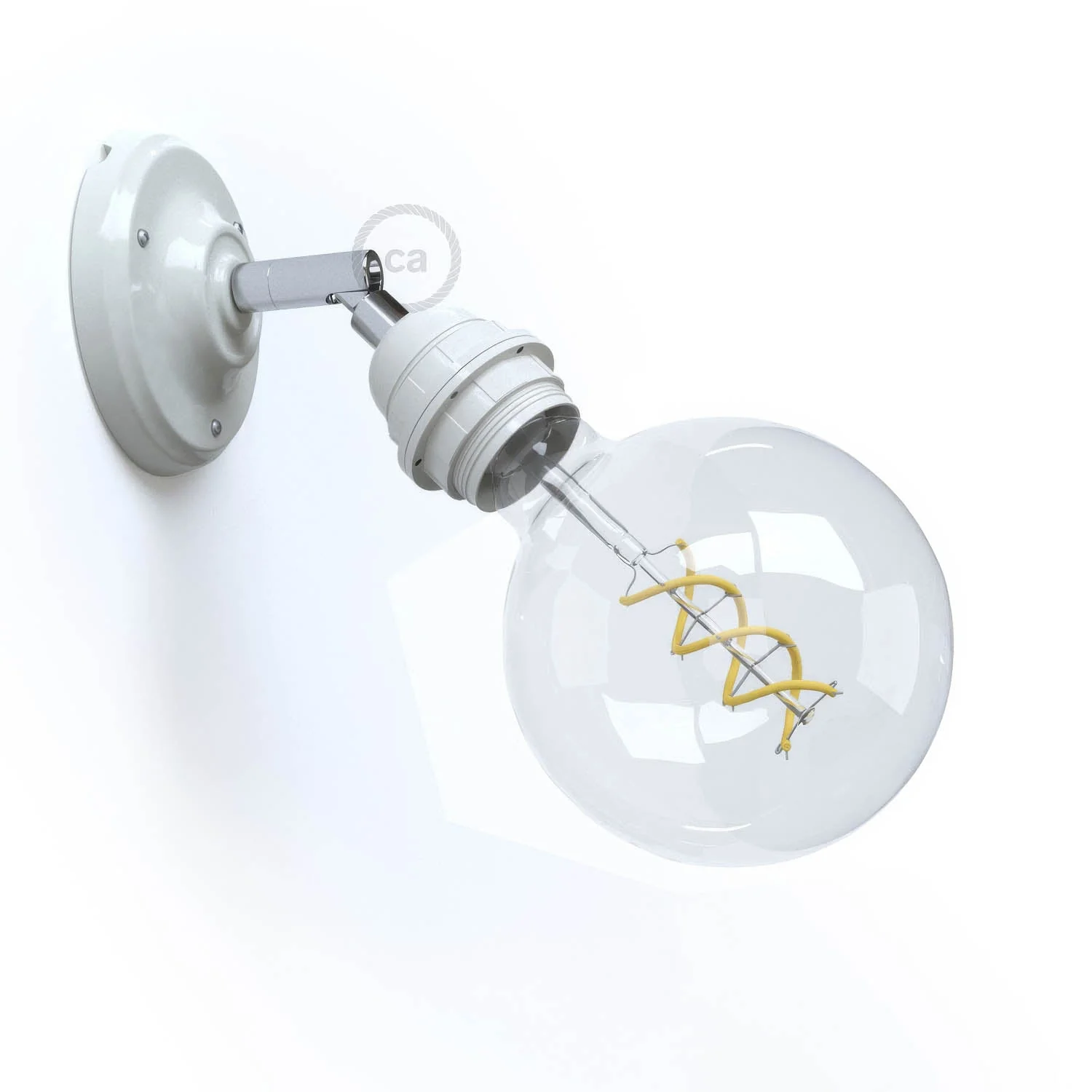 Fermaluce 90° Classic with E26 threaded socket, the adjustable porcelain light source - White