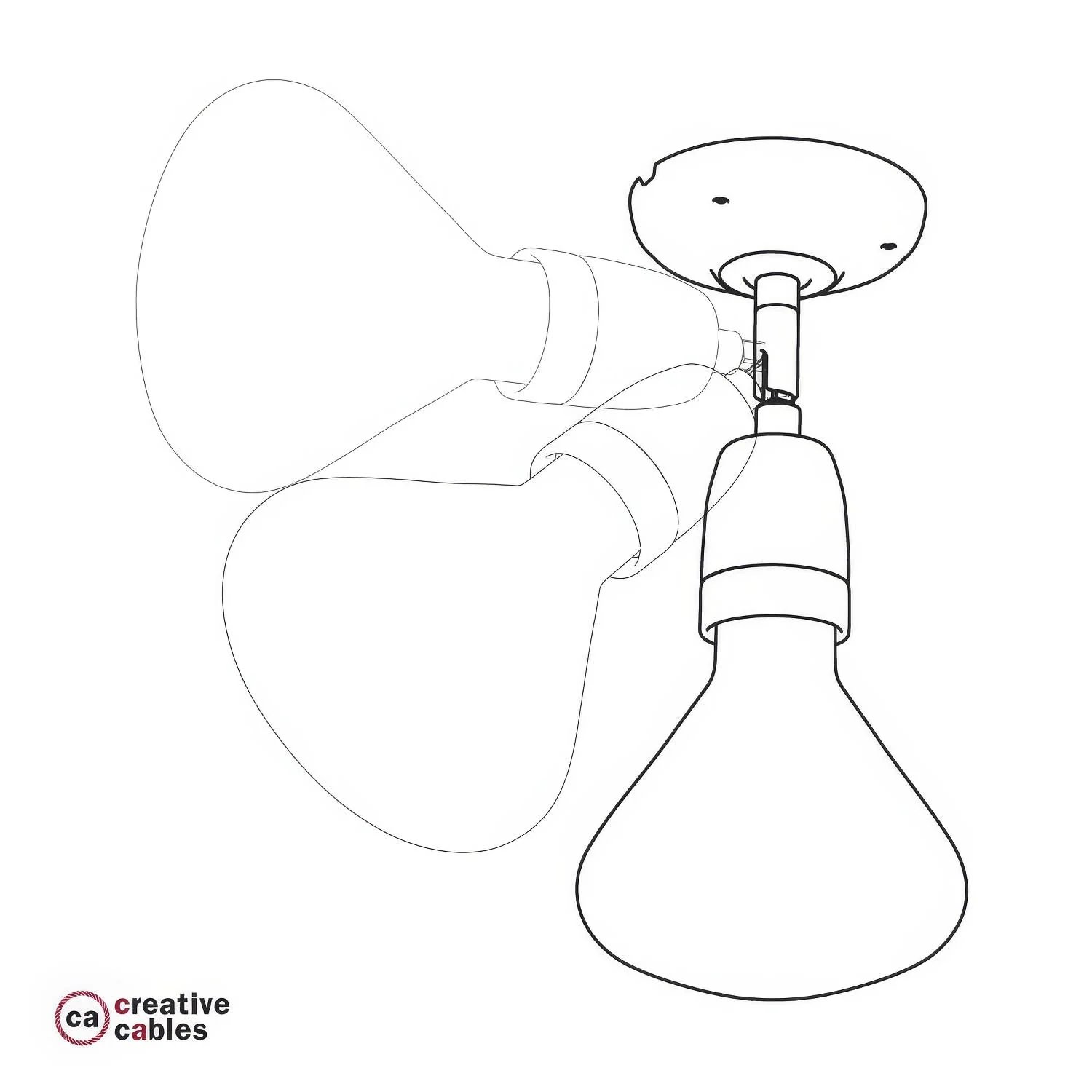 Fermaluce Classic 90° with threaded E27 lamp holder, wall-hugging adjustable porcelain lamp - White - Image 3