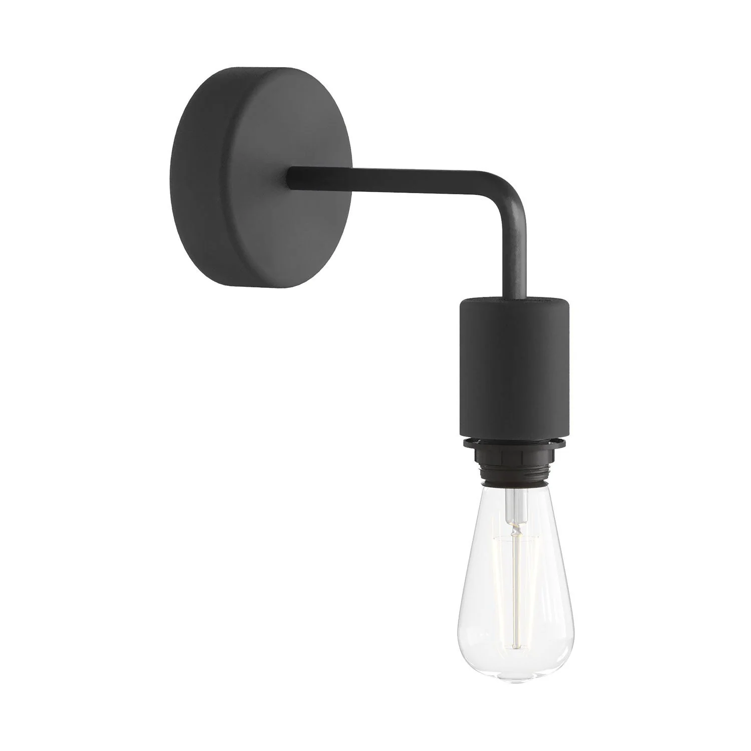 Fermaluce for Modulair lampshade with L-extension, ceiling rose and IP65 waterproof lamp holder - Black