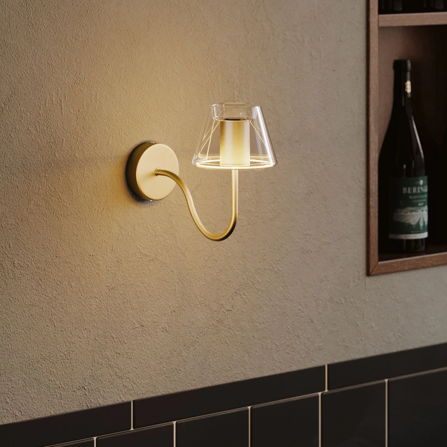 Fermaluce Ghost wall lamp with S-shaped extension - Brushed bronze - Image 2