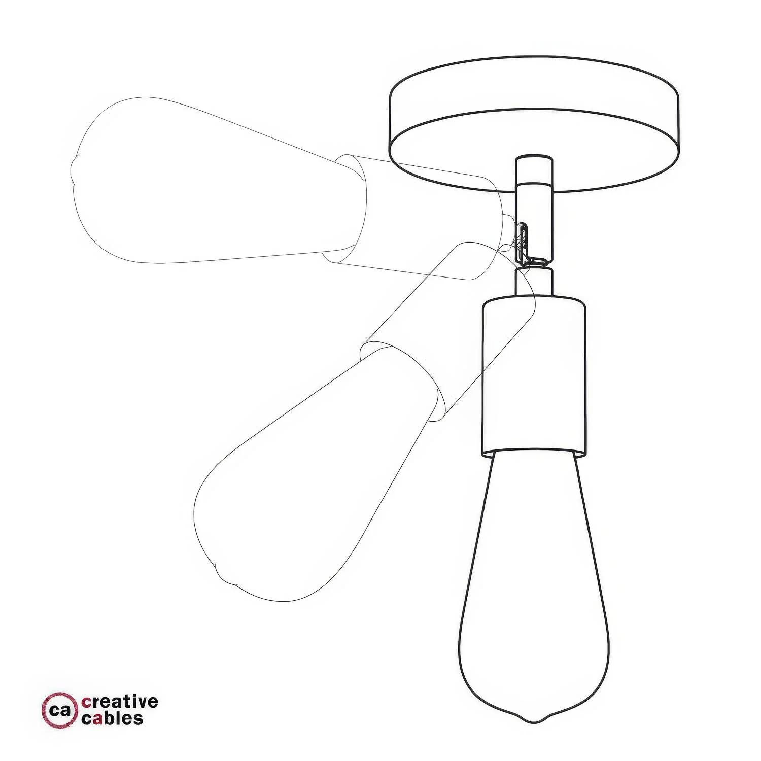 Fermaluce Metal 90°, adjustable wall or ceiling light point - Satin bronze - Image 4