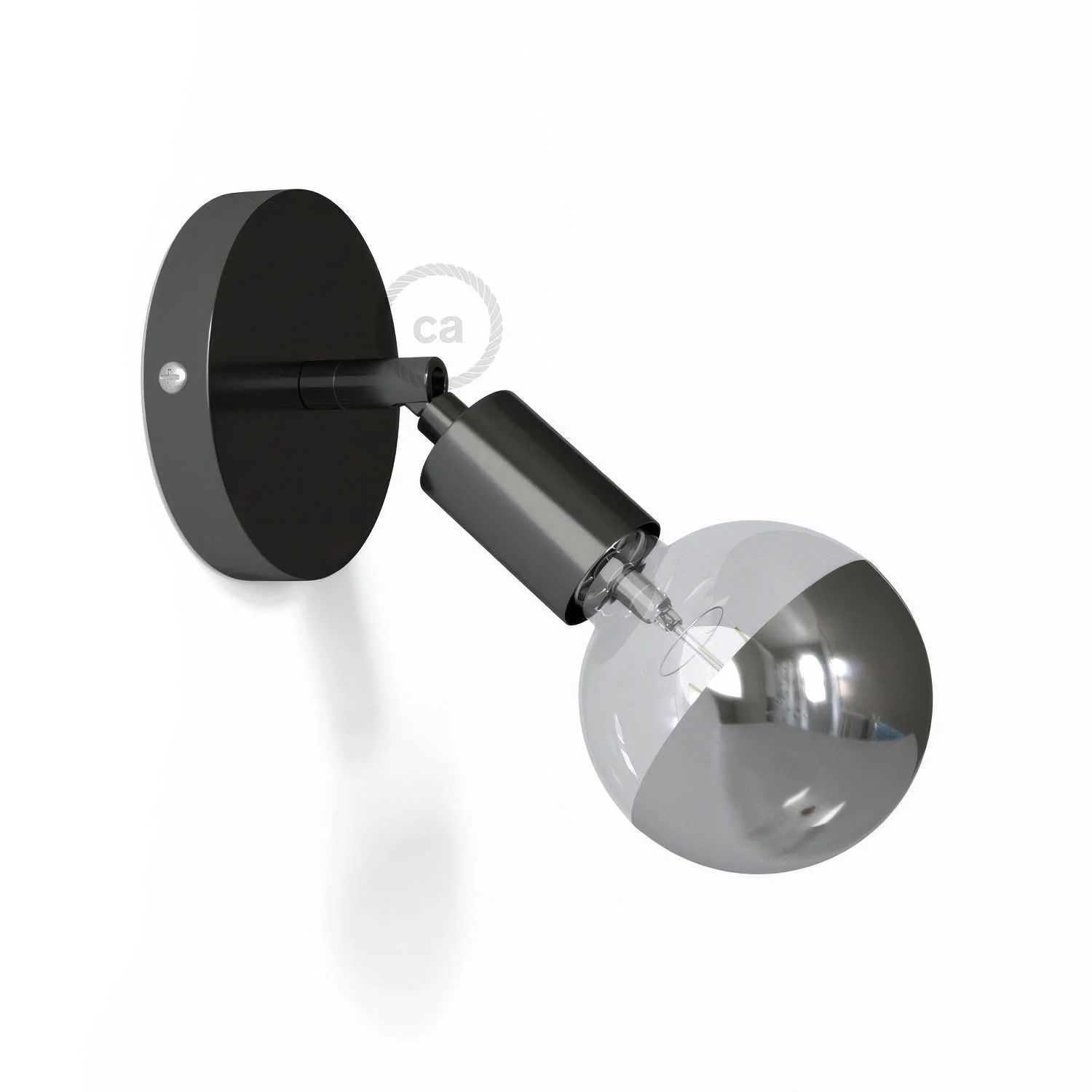 Fermaluce Metal 90°, adjustable light point for wall or ceiling – Pearl black