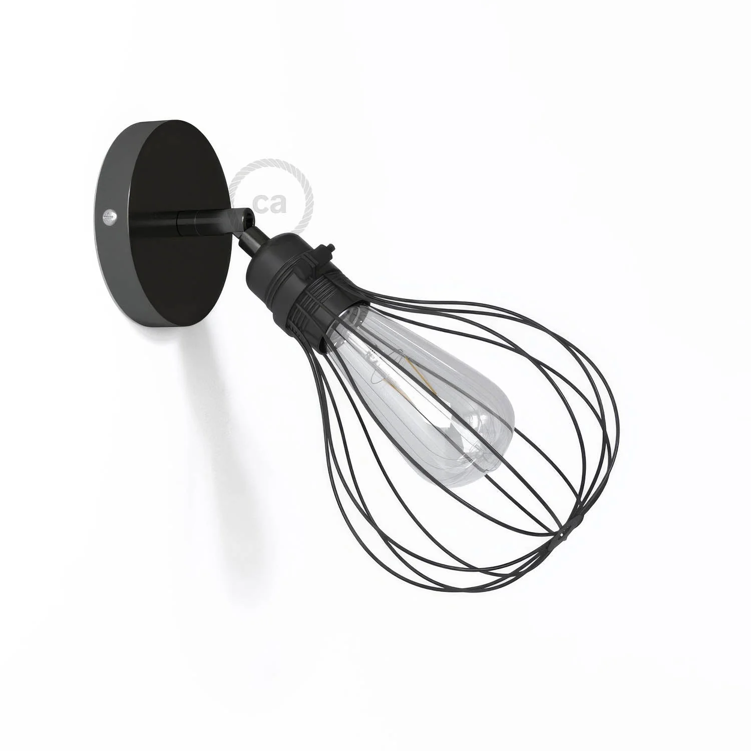 Fermaluce Metal 90° with Drop lampshade, adjustable wall lamp in metal - Pearl black