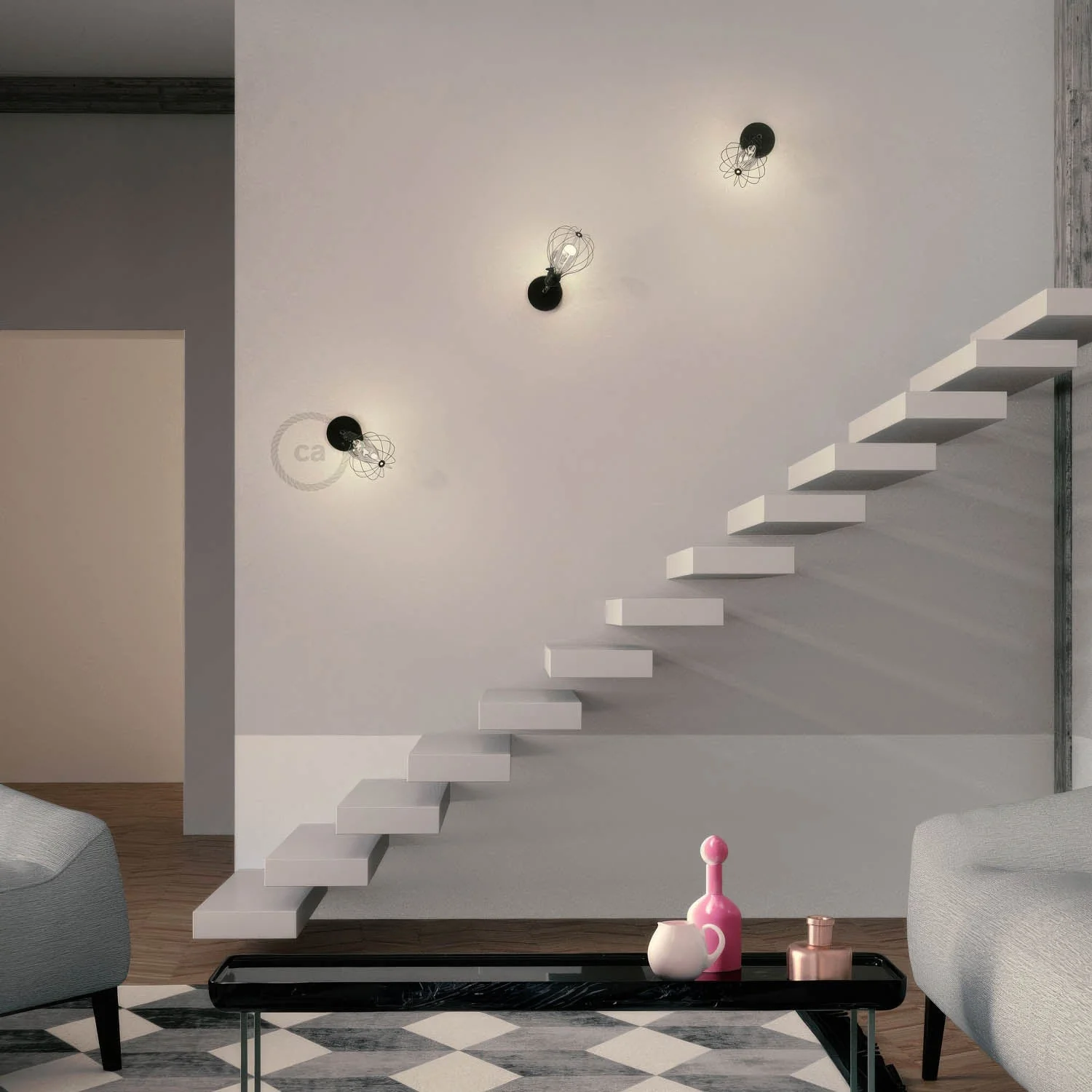Fermaluce Metal 90° with Drop lampshade, adjustable wall lamp in metal - Pearl black - Image 3