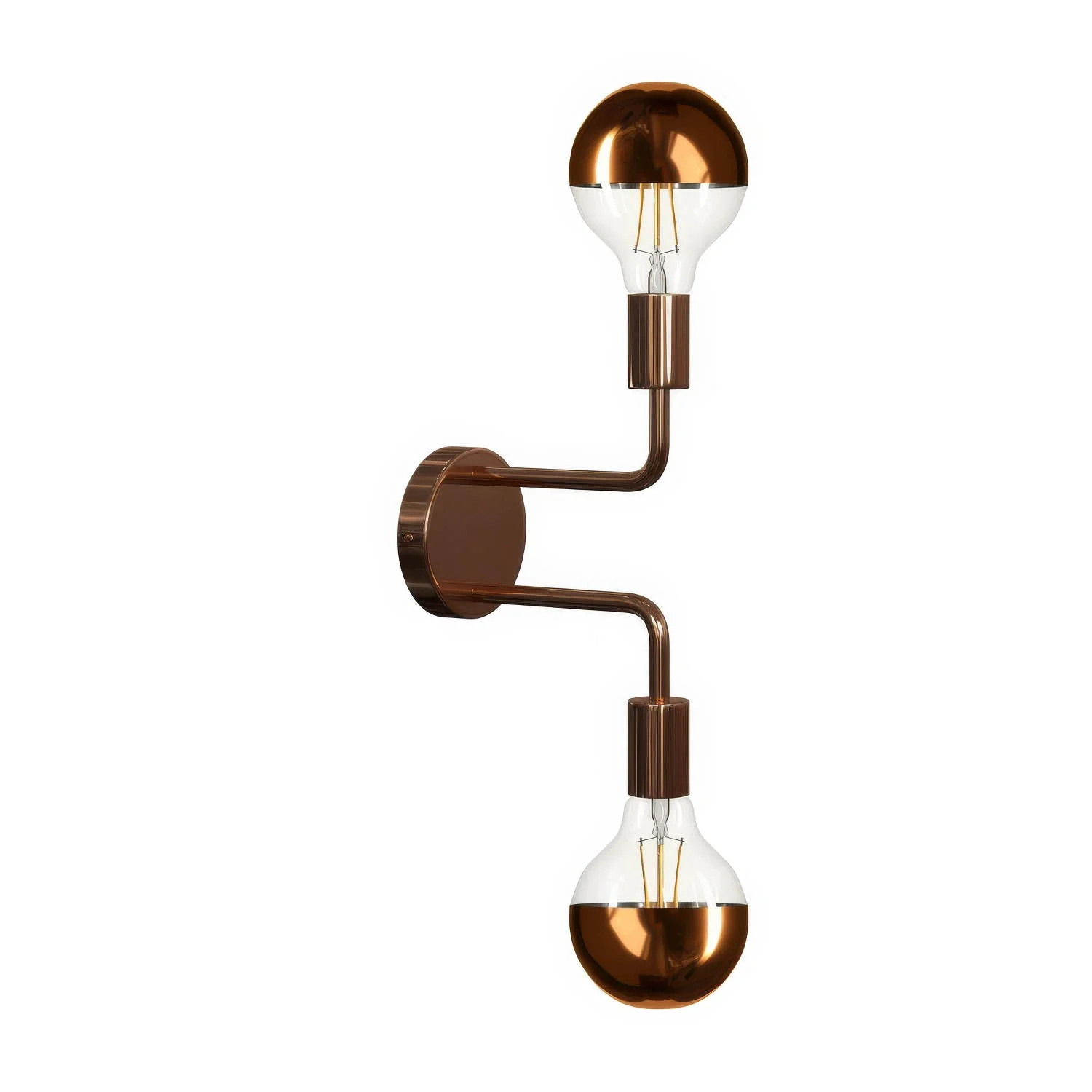 Fermaluce Metal, wall lamp in metal with double curved extension - Copper