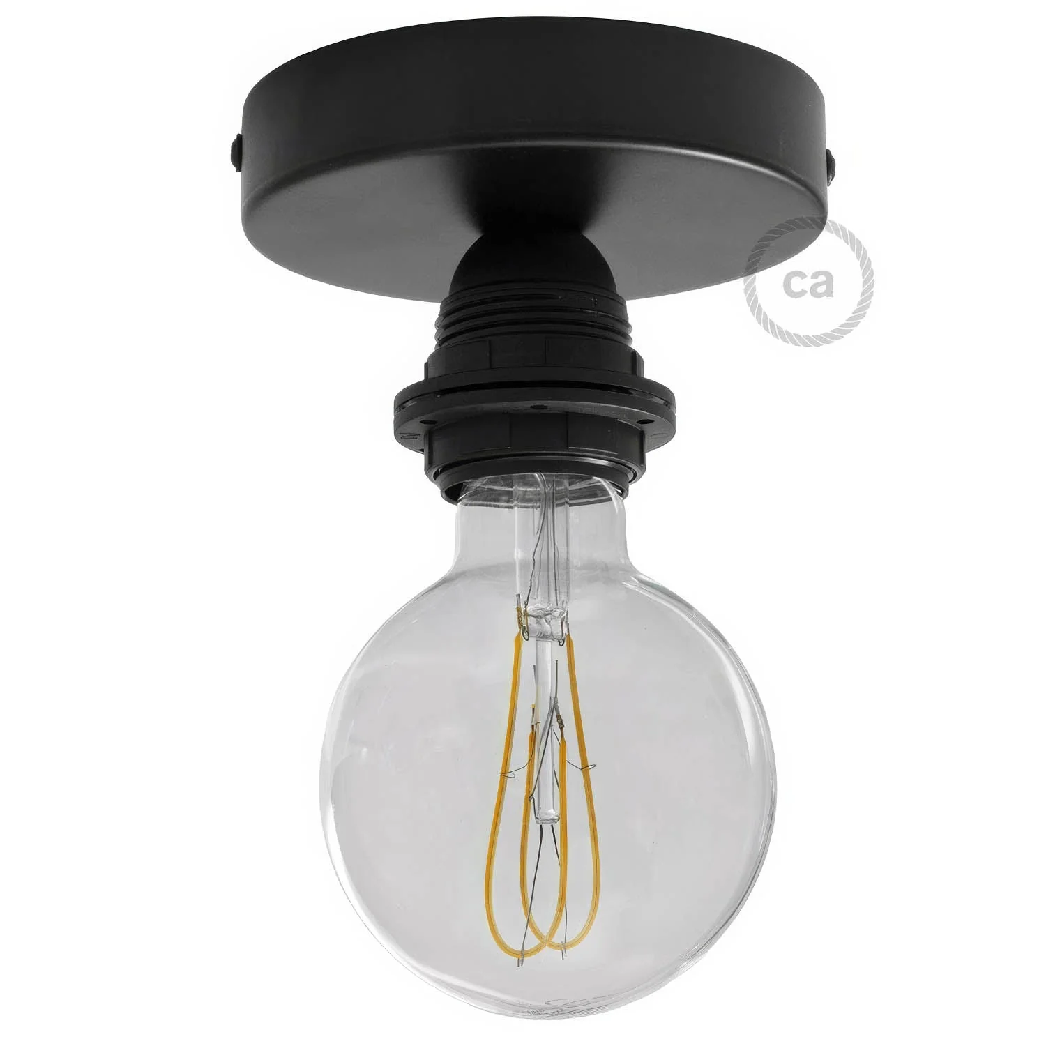 Fermaluce Metal with E26 threaded socket, the metal wall or ceiling light source - Black