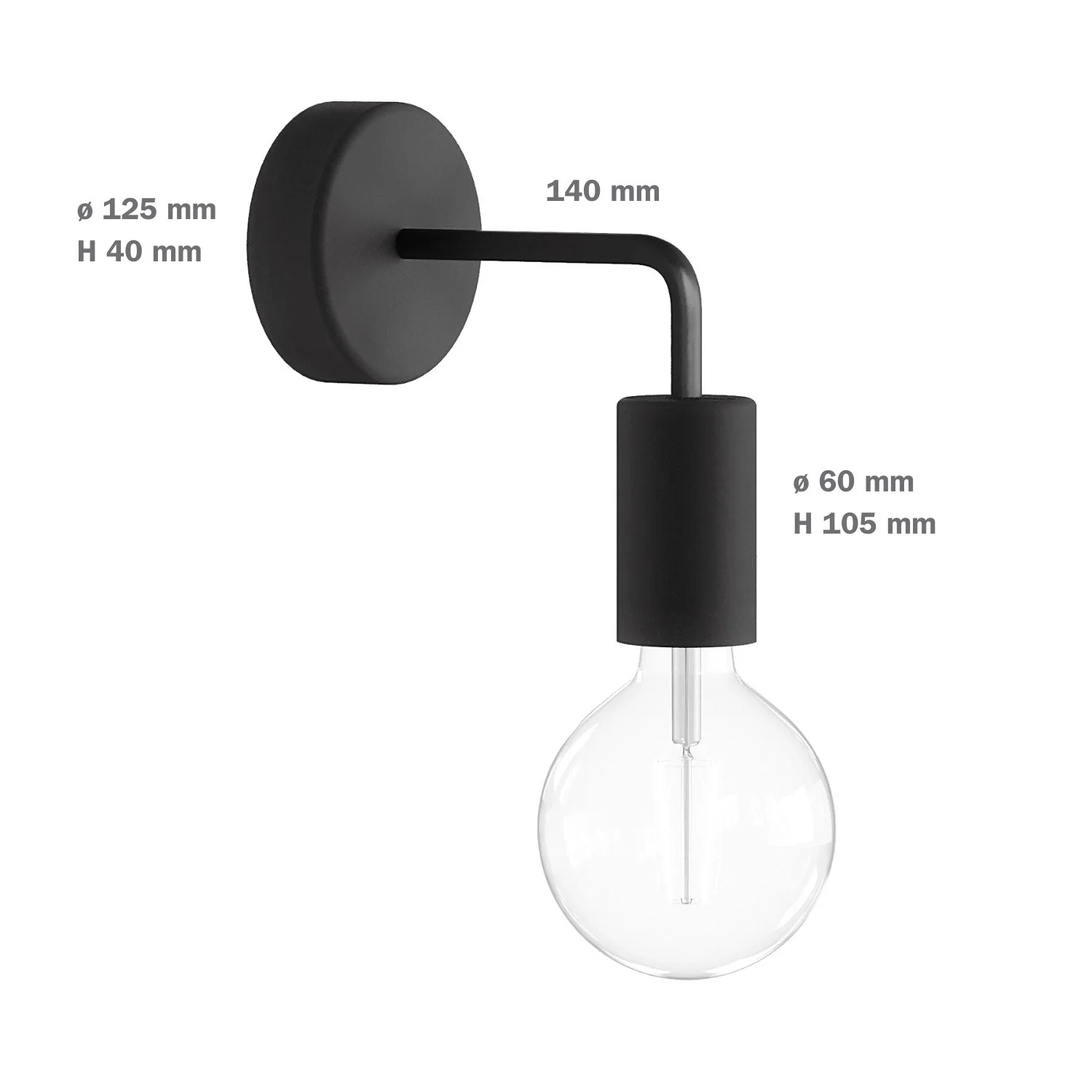 Fermaluce Modulair ELEGANT with L extension, ceiling rose and IP65 waterproof lamp holder - Black - Image 6