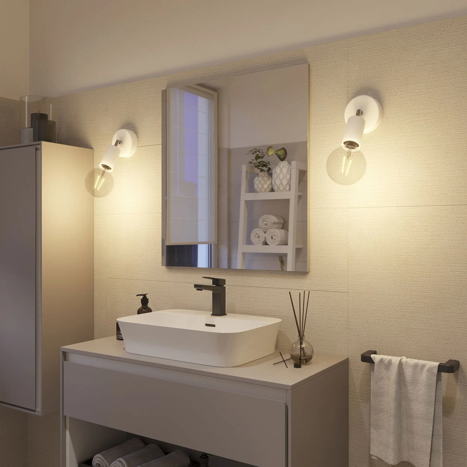 Fermaluce Modulair ELEGANT with adjustable joint, ceiling rose and IP65 waterproof lamp holder – White - Image 4