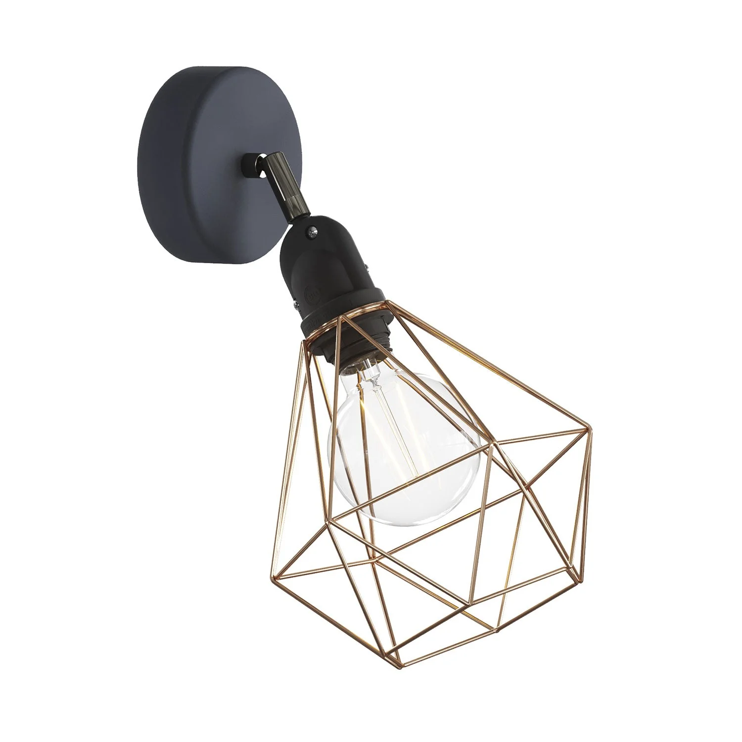Fermaluce Modulair with adjustable joint, Diamond lampshade and IP65 waterproof lamp holder - Copper