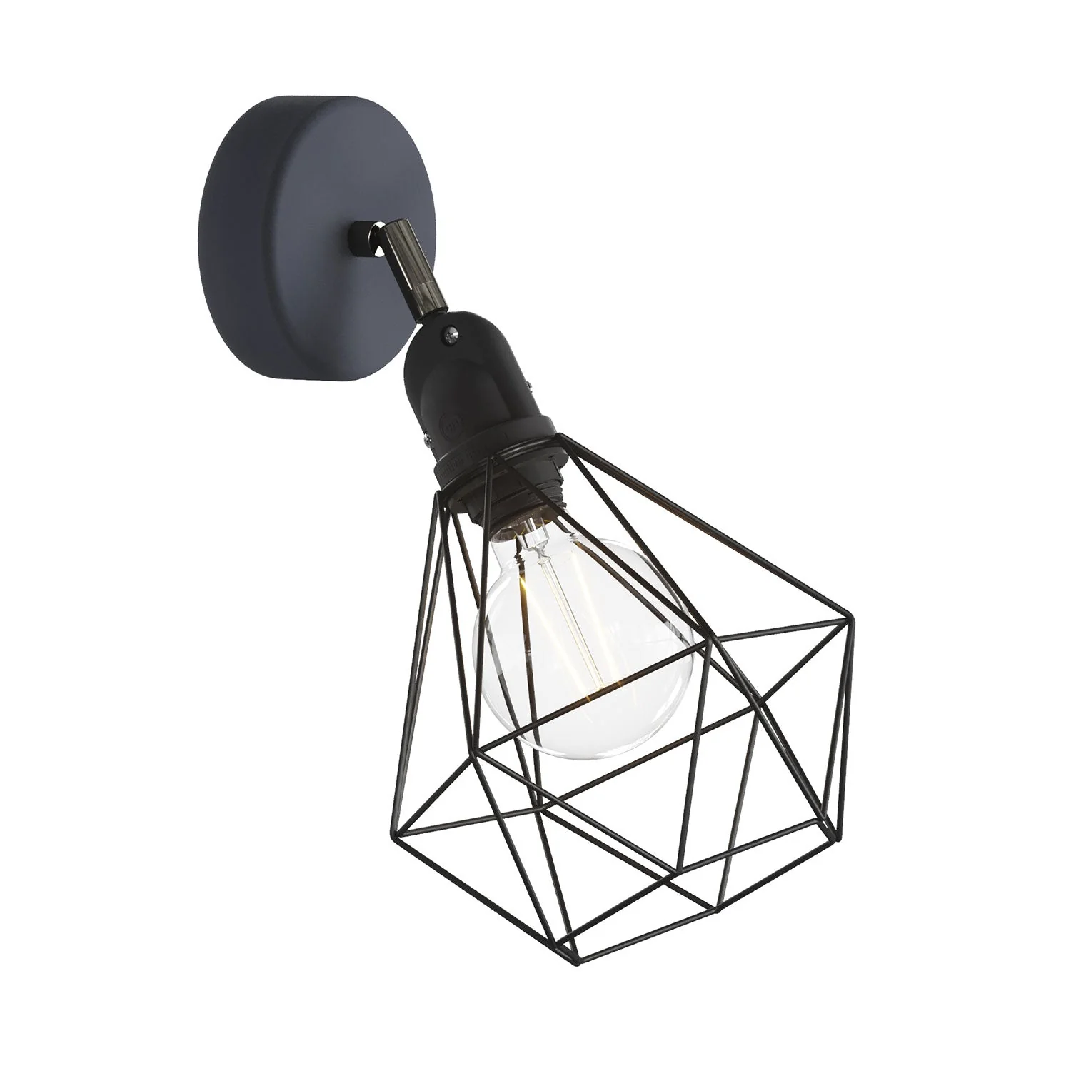 Fermaluce Modulair with adjustable joint, Diamond lampshade and IP65 waterproof lamp holder - Black