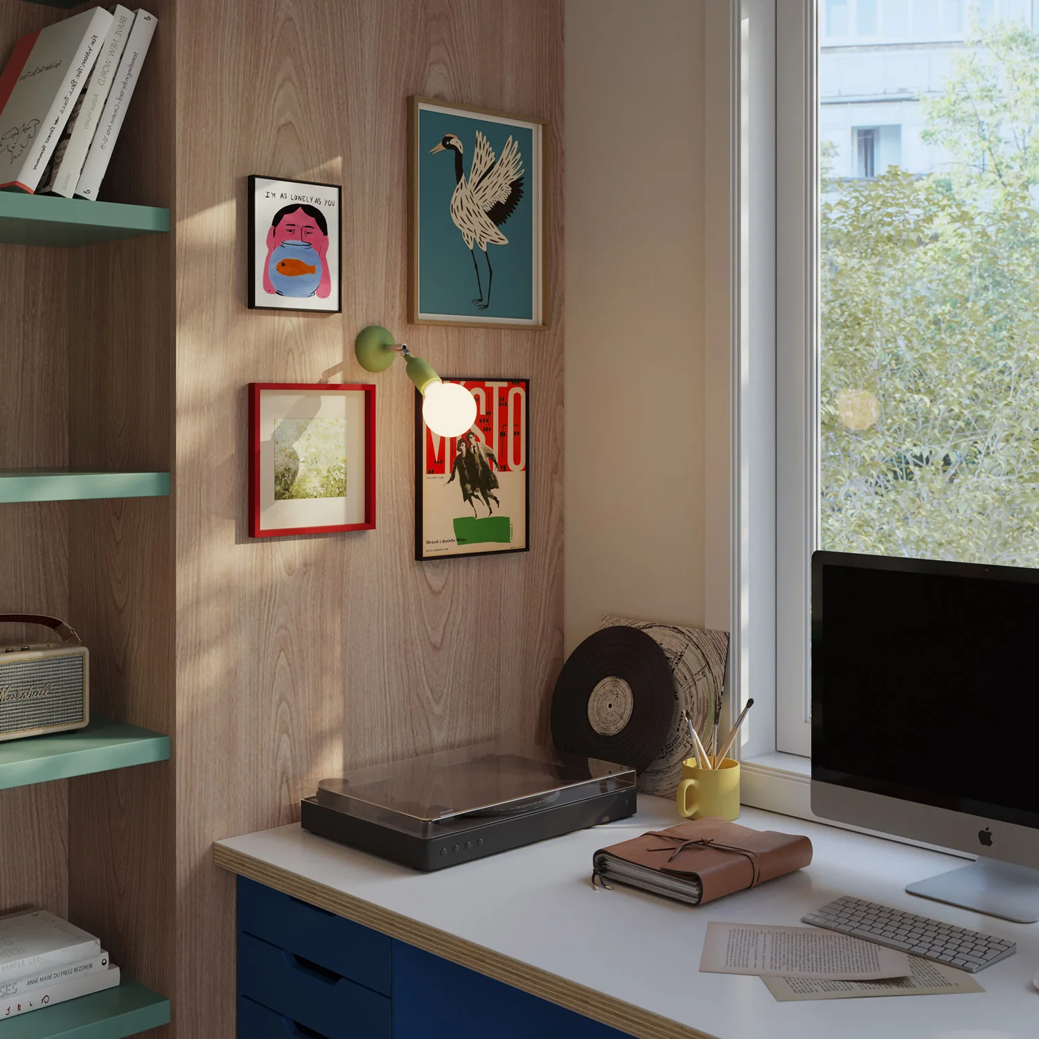 Silicone Fermaluce lamp with joint - Soft Green - Image 2