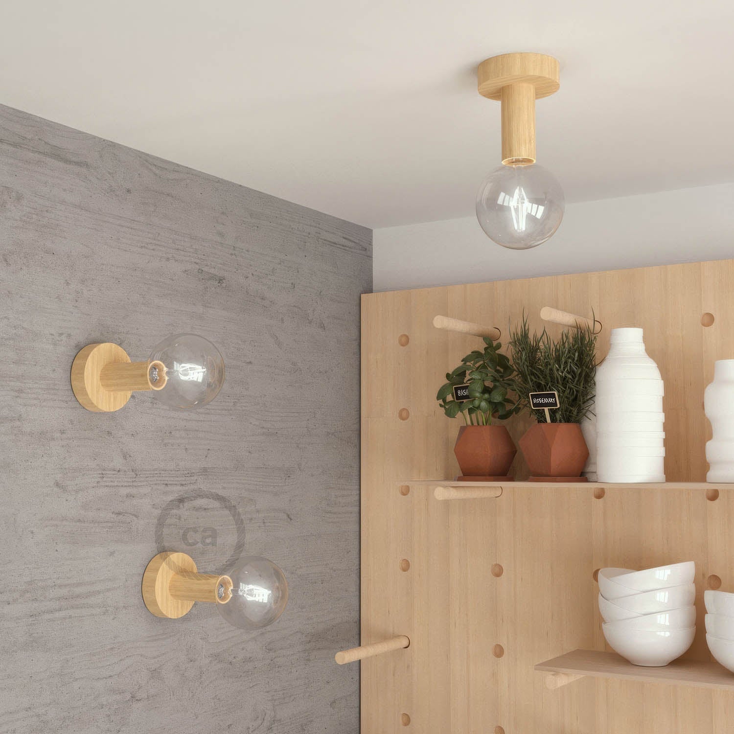 Fermaluce Wood M, the wooden wall or ceiling light point - Neutral - Image 2
