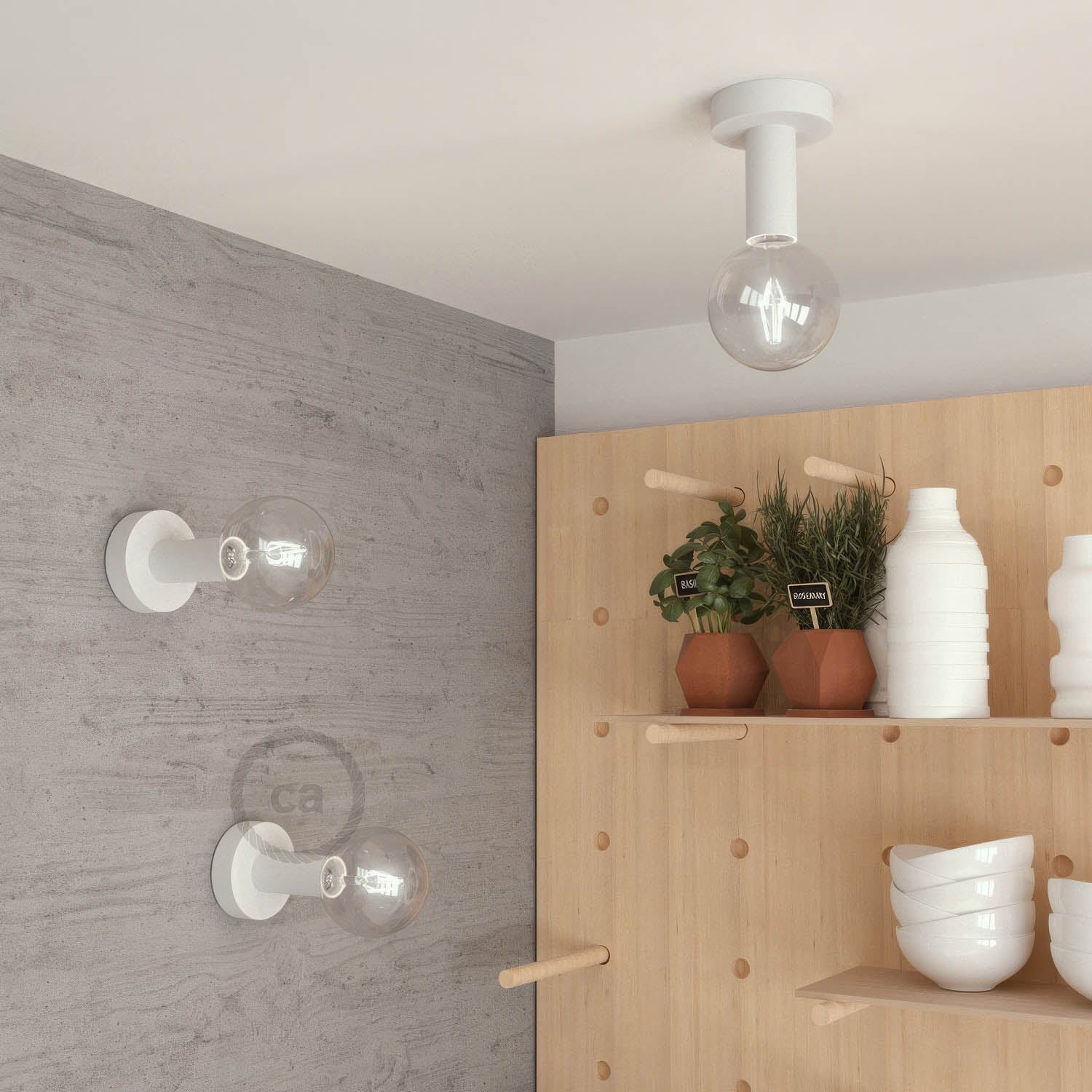 Fermaluce Wood M, the wooden wall or ceiling light point - White - Image 2