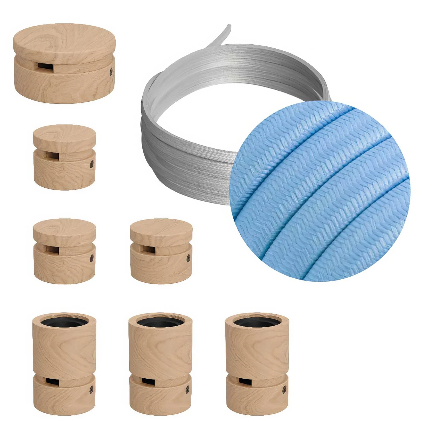 Filé Linear System Kit - with 5 m CM17 cable for string light and 7 wooden components for interiors