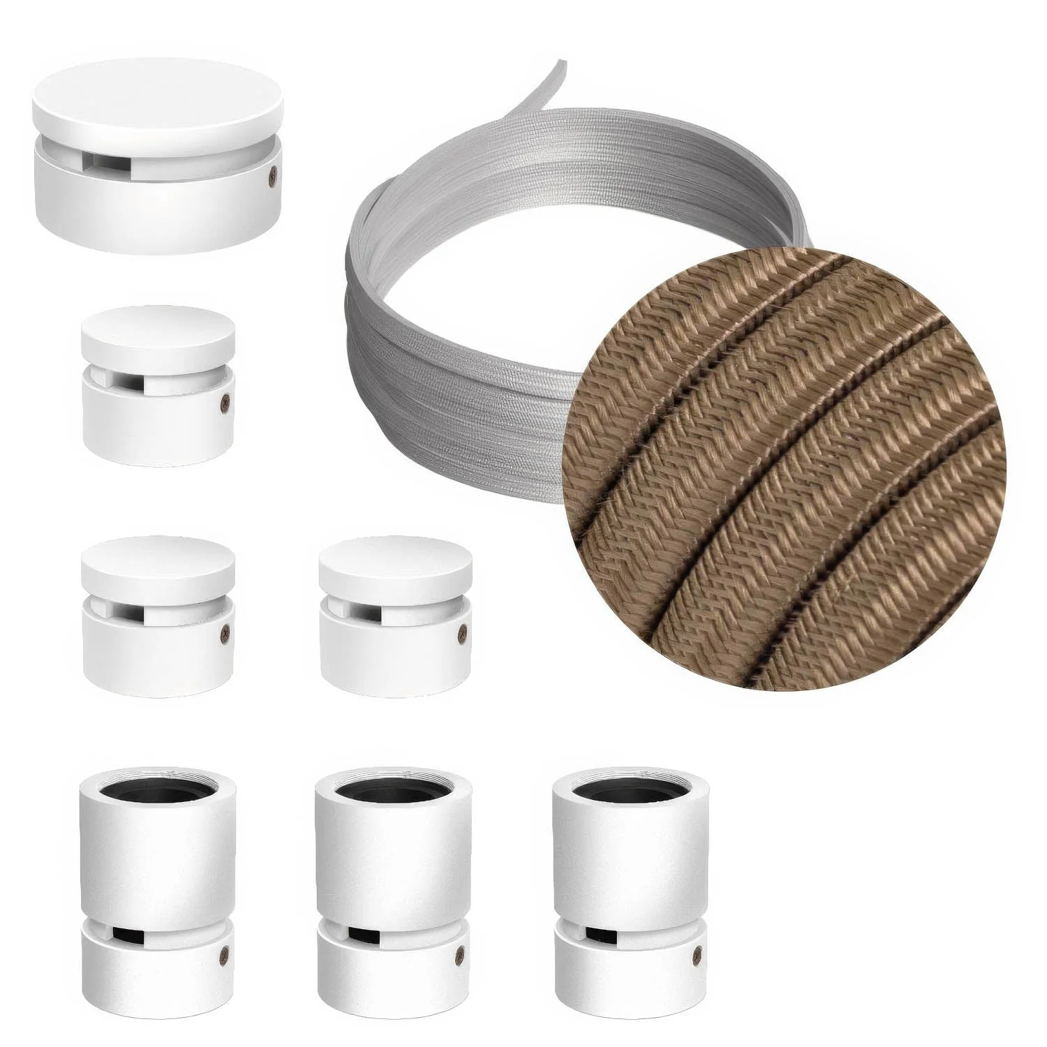 Filé Linear System Kit - with 5m CM27 cable for string light and 7 white painted wooden components for interiors