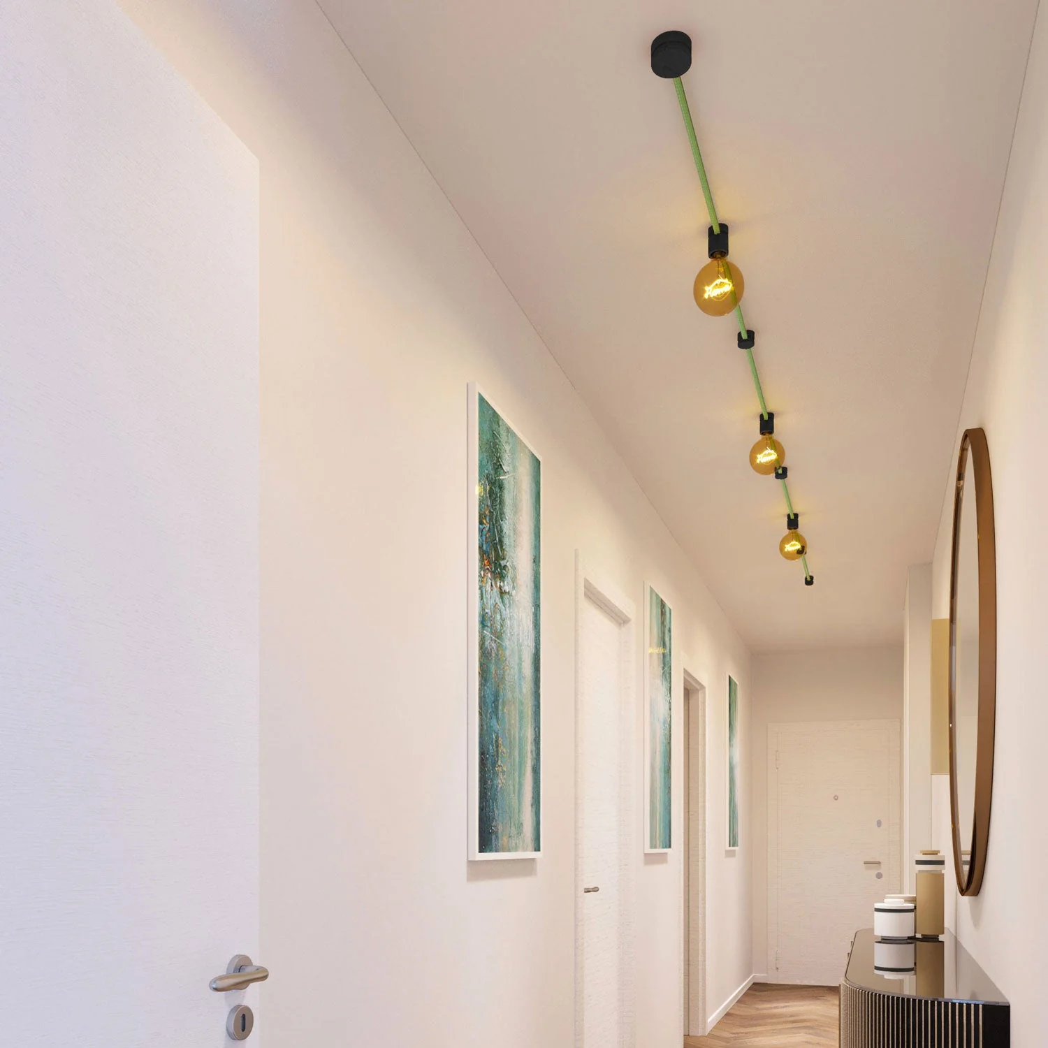 Filé Linear Kit System - with 5 m CX08 cable for string light and 7 black painted wooden components for indoor use - Image 2