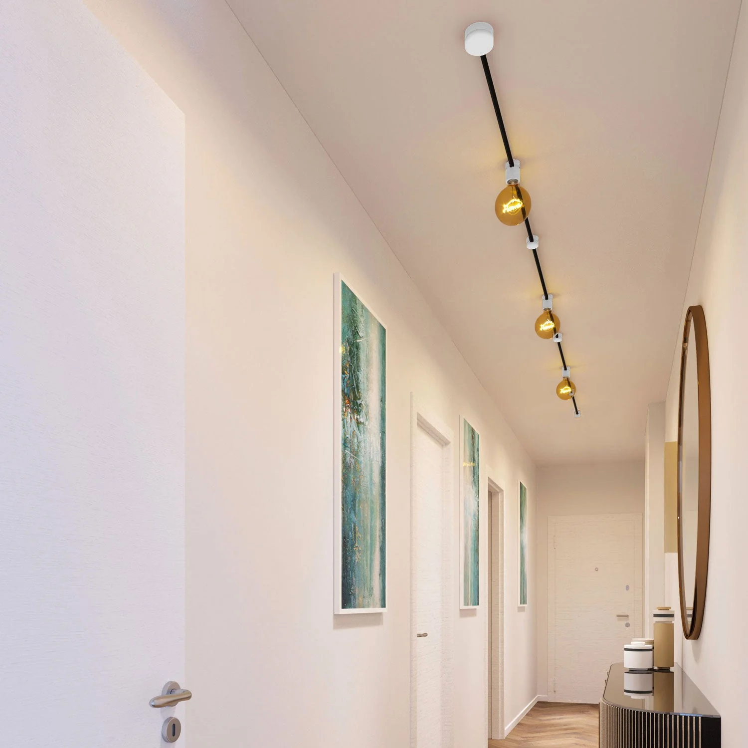 Filé Linear Kit System - with 5 m CM04 cable for string light and 7 white painted wooden components for interiors - Image 2