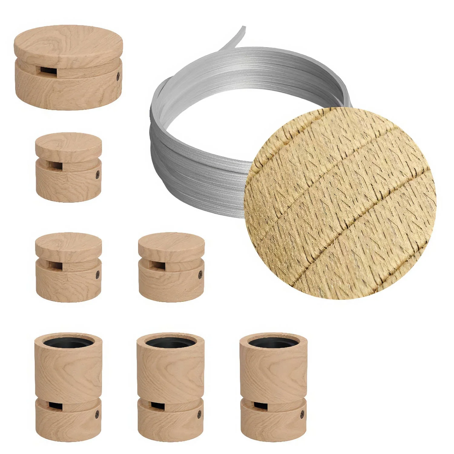 Filé Linear System Kit - with 5 m CN06 cable for string light and 7 wooden components for interiors