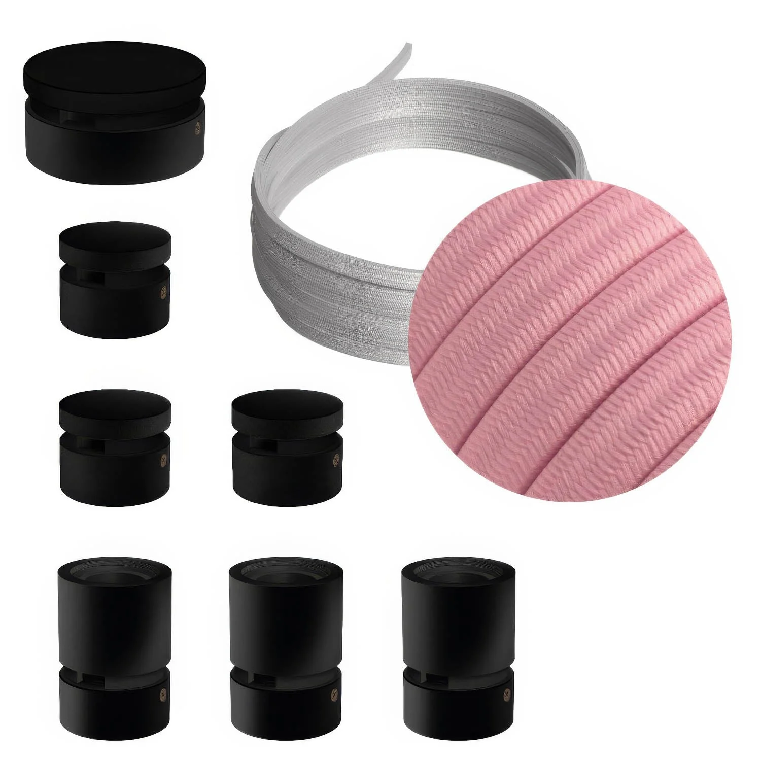 Filé Linear System Kit - with 5 m CM16 cable for string light and 7 black painted wooden components for indoor use