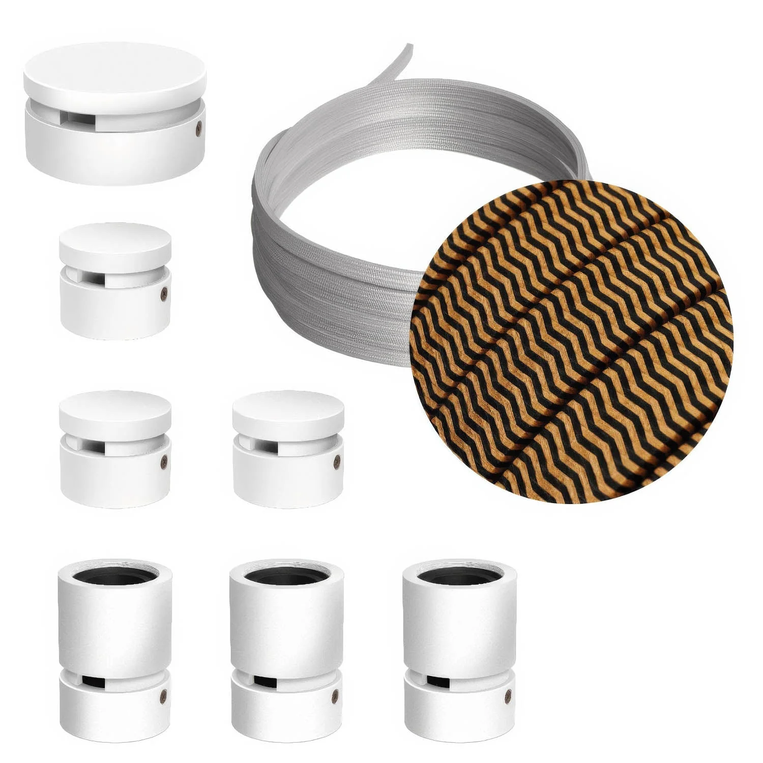 Filé Linear System Kit - with 5 m CZ22 cable for string light and 7 white painted wooden components for interiors