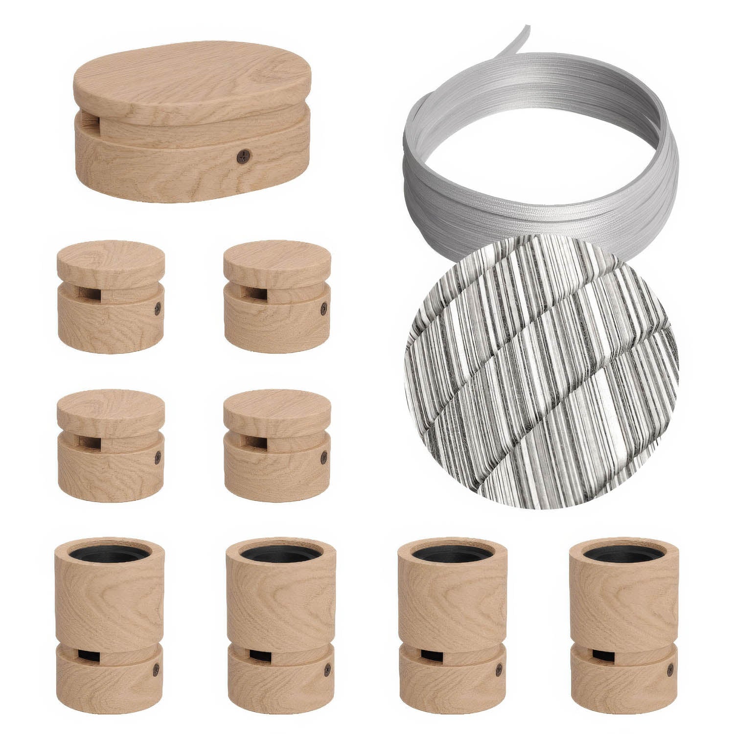 Filé Symmetric Kit System - with 5 m ECC37 cable for string light and 9 wooden components for interiors