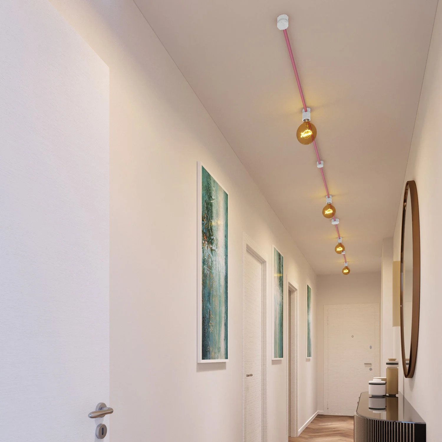 Filé Symmetric System Kit - with 5 m CM16 cable for string light and 9 white painted wooden components for indoor use - Image 2