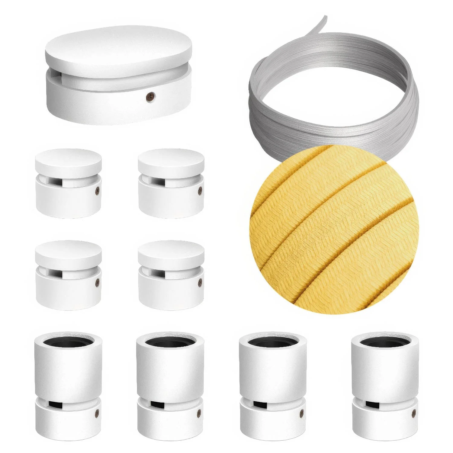 Filé Symmetric System Kit - with 5 m CM10 cable for string light and 9 white painted wooden components for interiors