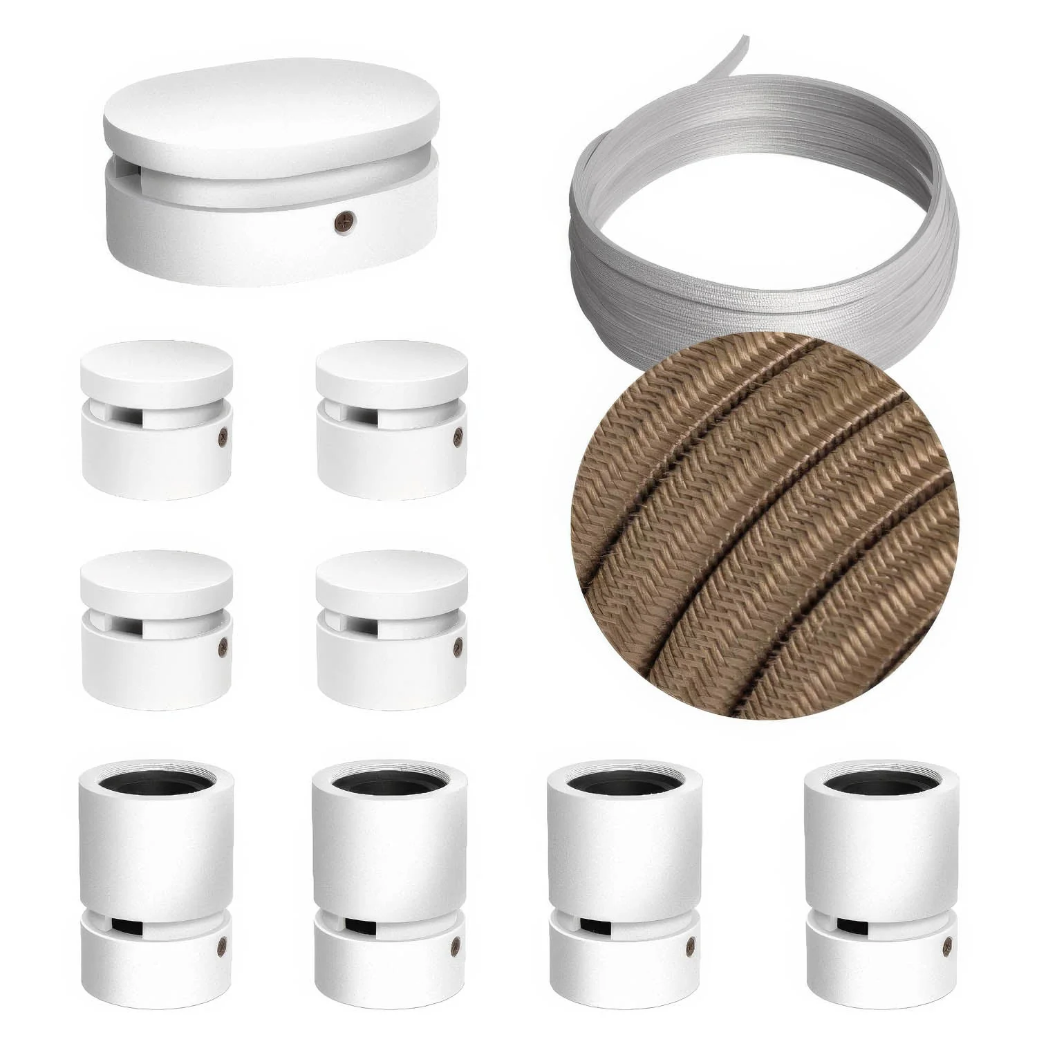 Filé Symmetric Kit System - with 5 m CM27 cable for string light and 9 white painted wooden components for interiors