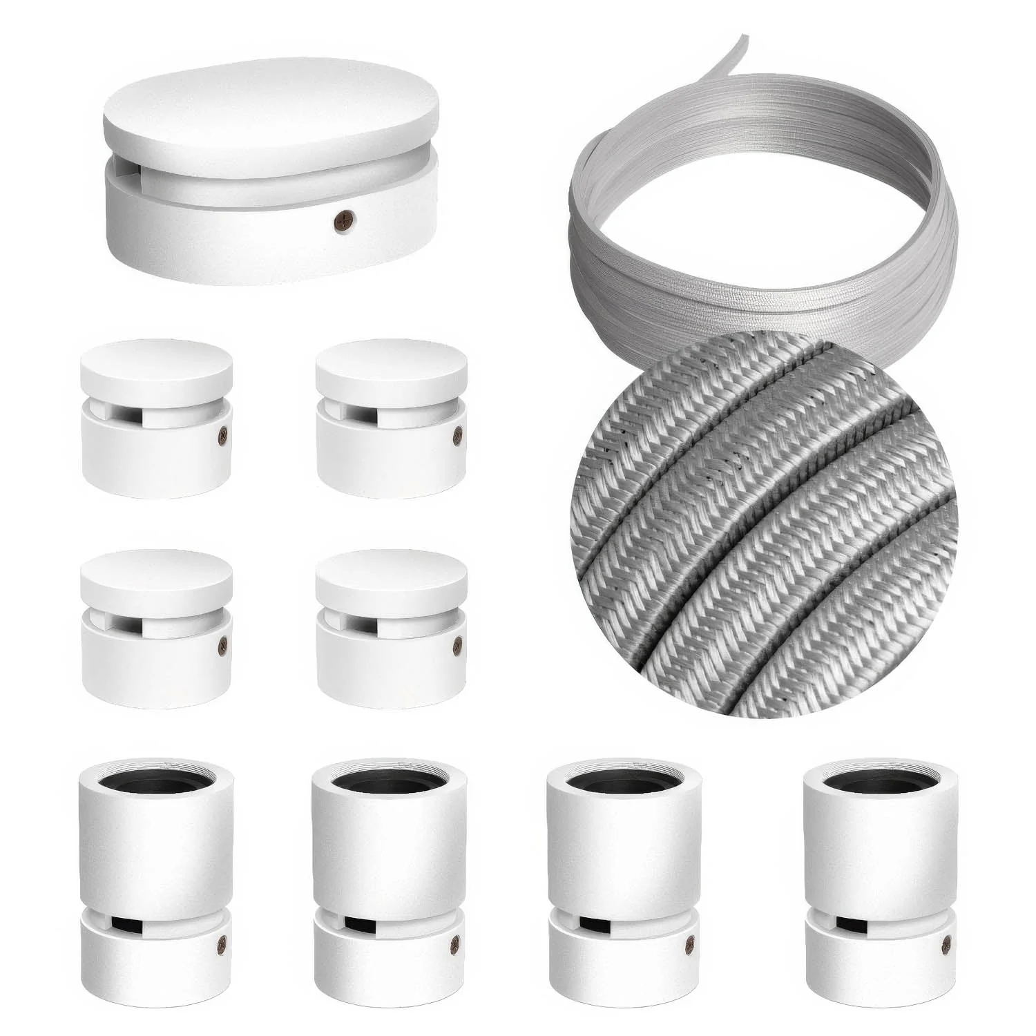 Filé Symmetric Kit System – with 5 m CM02 cable for string light and 9 white painted wooden components for indoor use