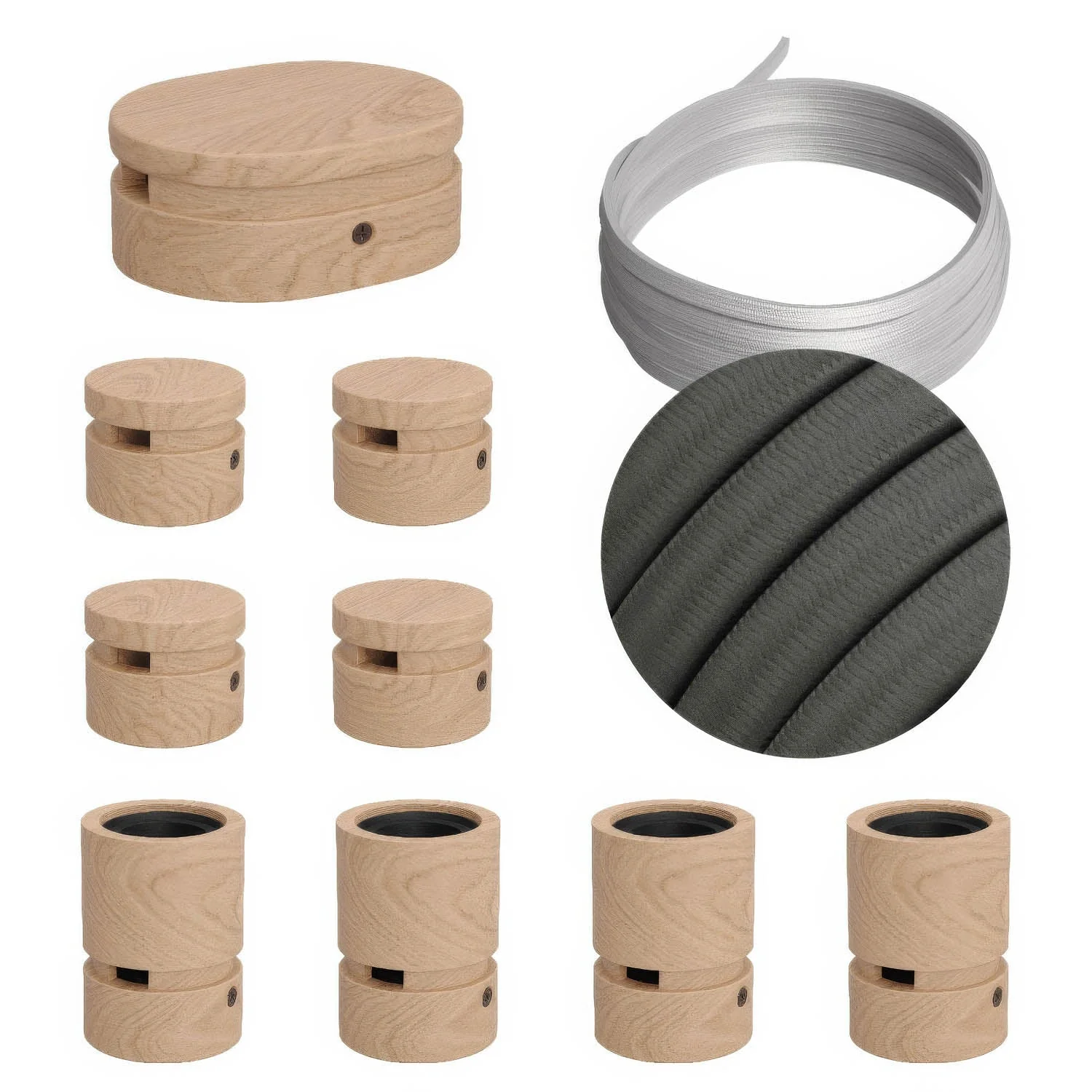 Filé Symmetric System Kit - with CM03 cable 5 m for string light and 9 wooden components for indoor use