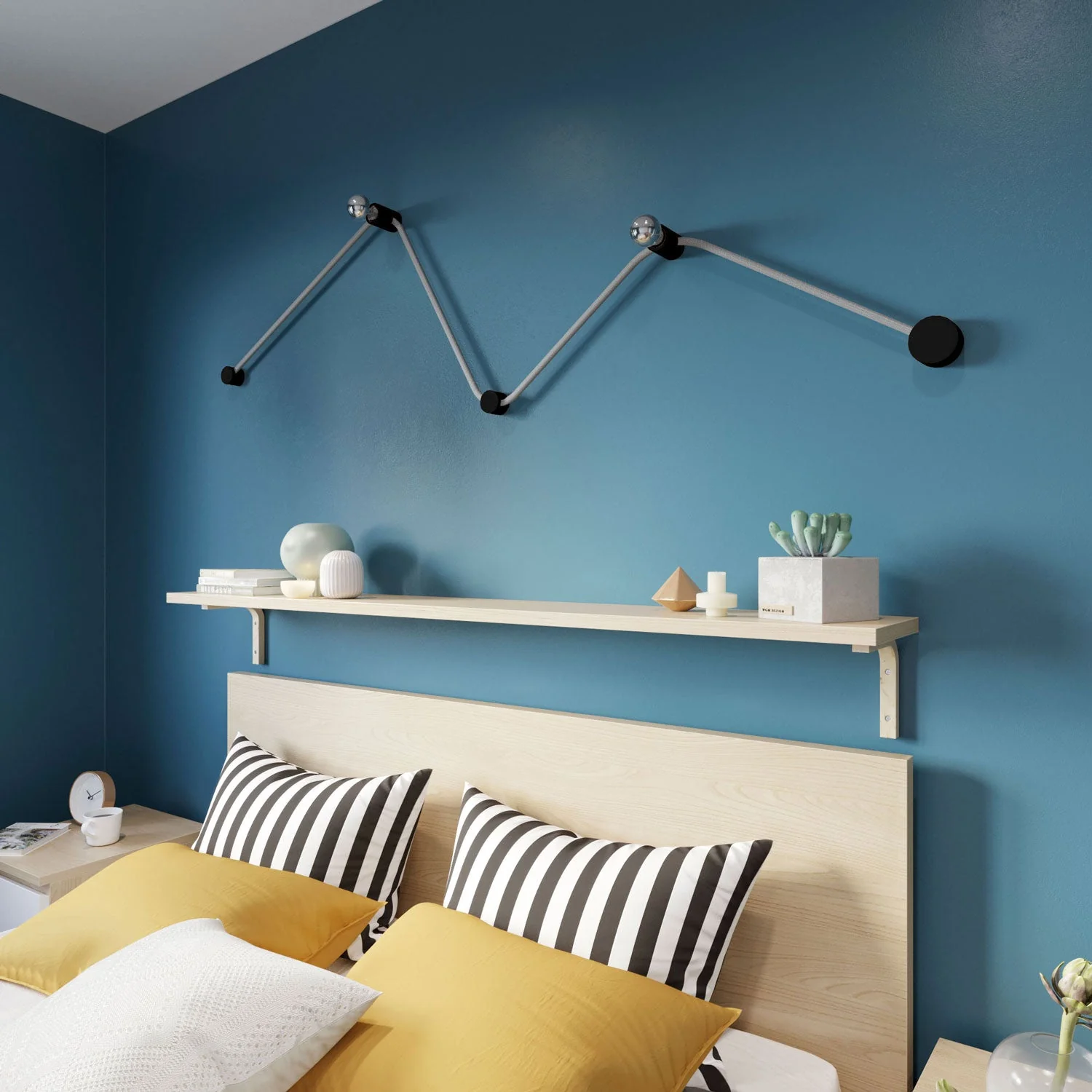 Filé Wiggle Kit system - with 3 m CZ04 cable for string light and 5 black painted wooden components for indoor use - Image 2